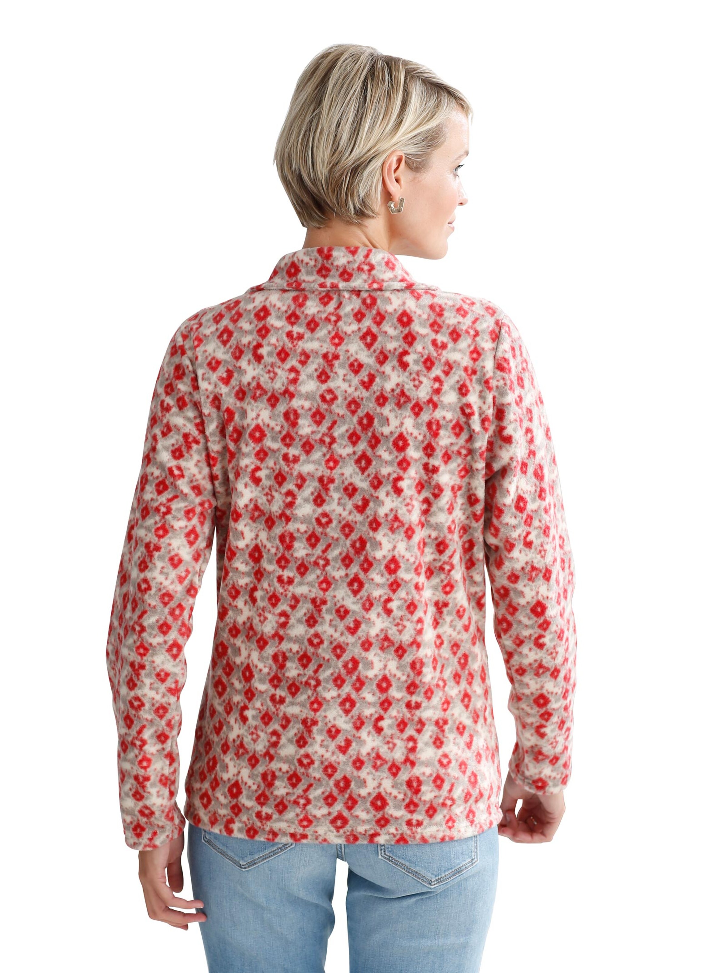 Fleece-Jacke - sand-rot-bedruckt