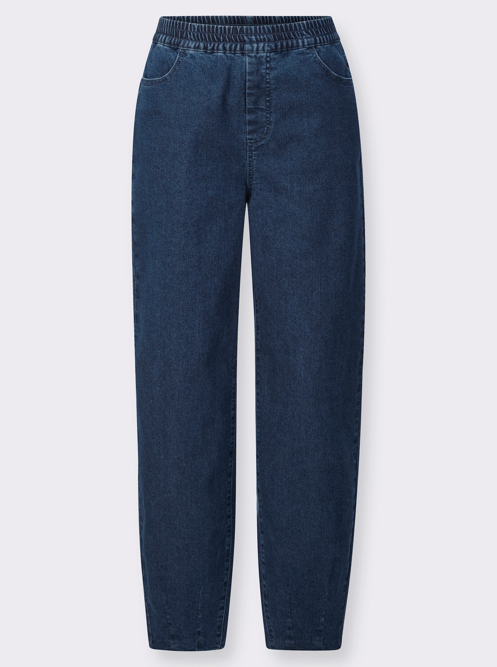 Schlupfjeans Mom-Schnitt mit weiteren Oberschenkeln - blue-stone-washed