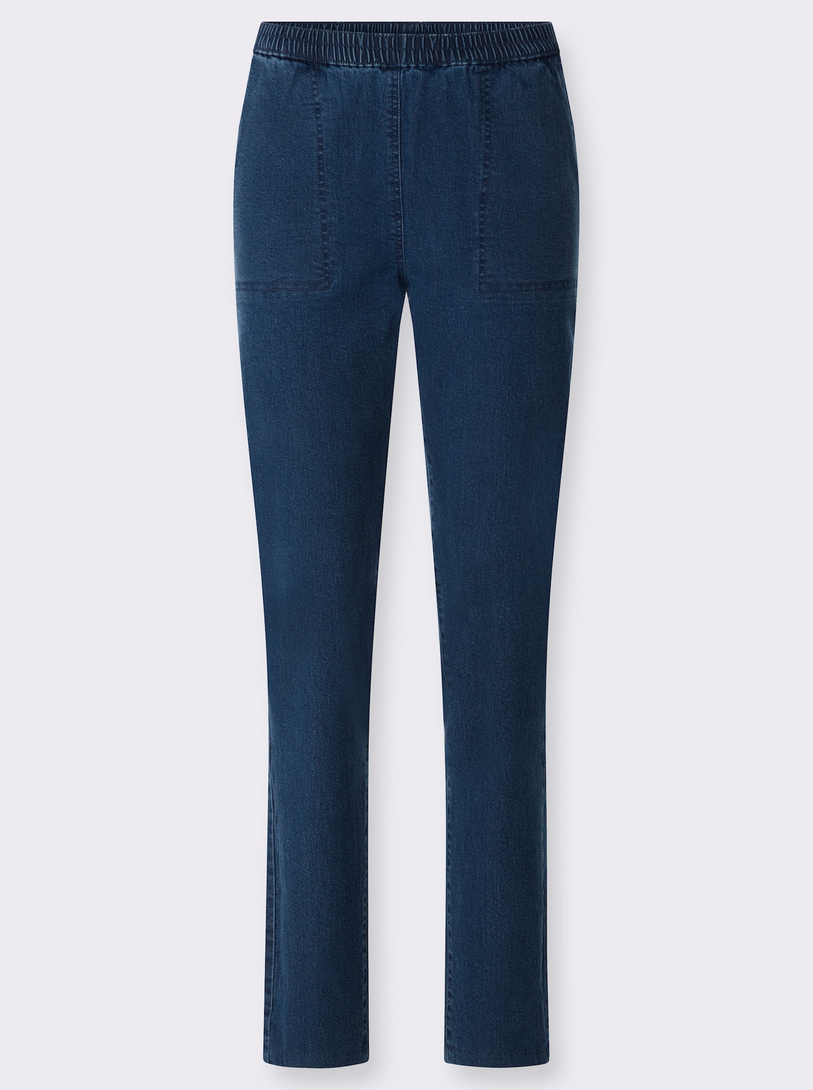 Schlupfjeans mit schrägen Taschen - blue-stone-washed