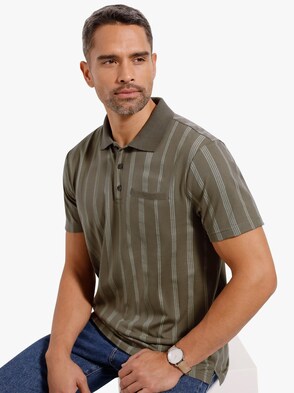 Poloshirt - khaki-gestreift