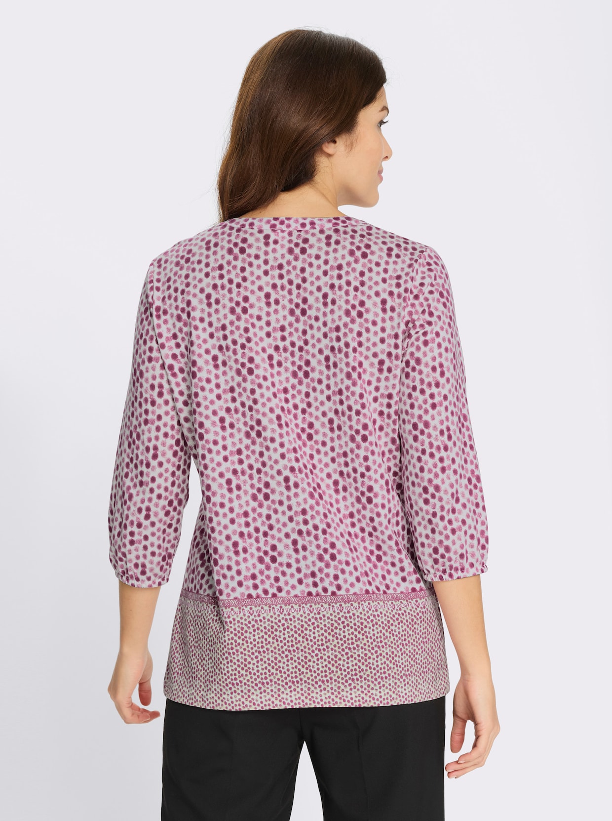 3/4-Arm-Shirt mit Fake-Bordüre - erika-ecru-bedruckt