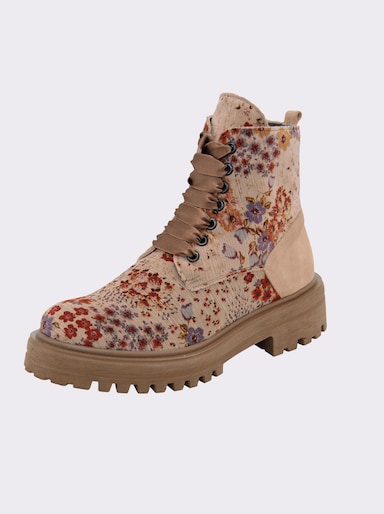 heine Bottines à lacets - beige-mandarine