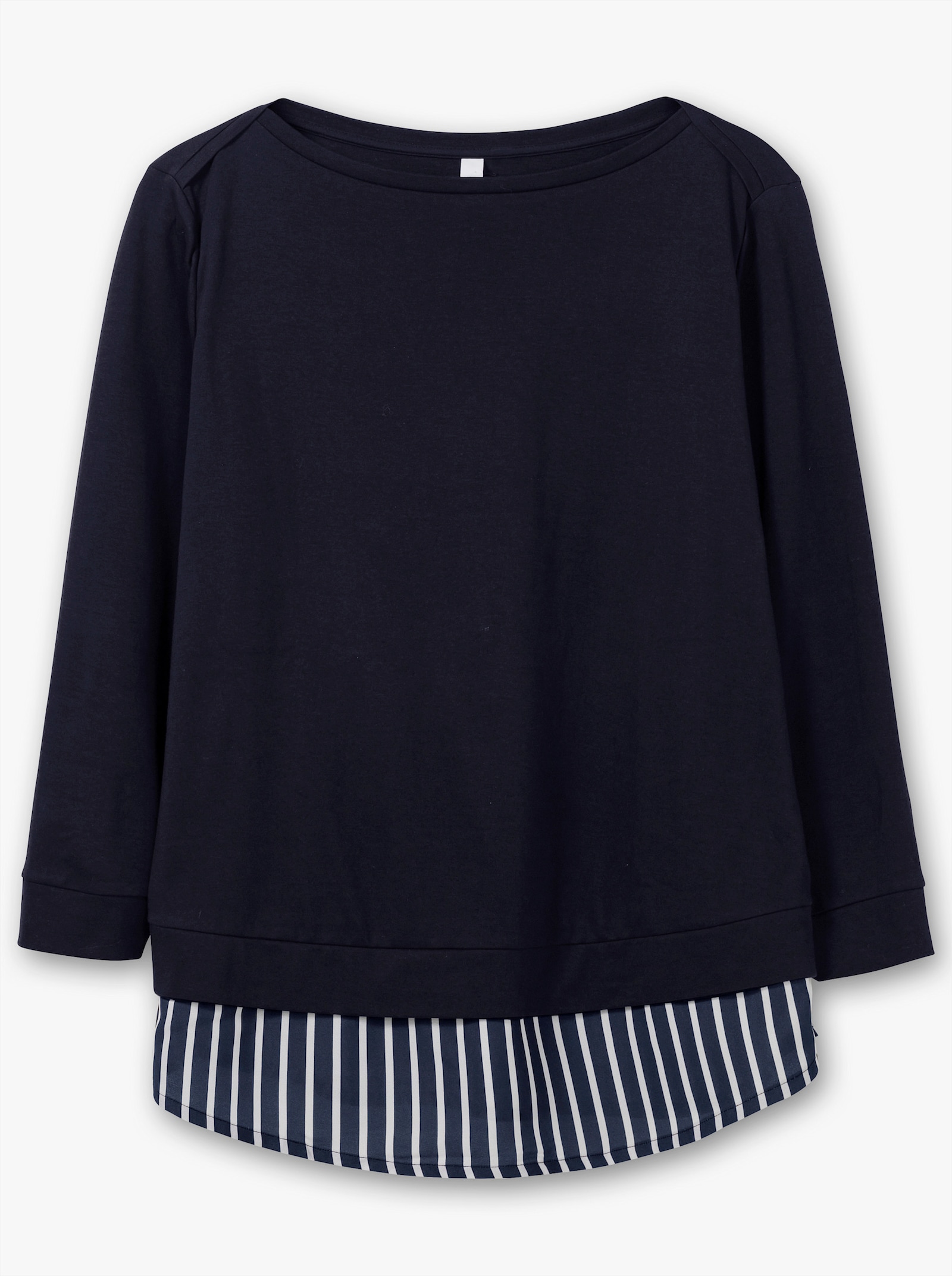 sheego 2-in-1-Langarmshirt in Layering-Optik - nachtblau