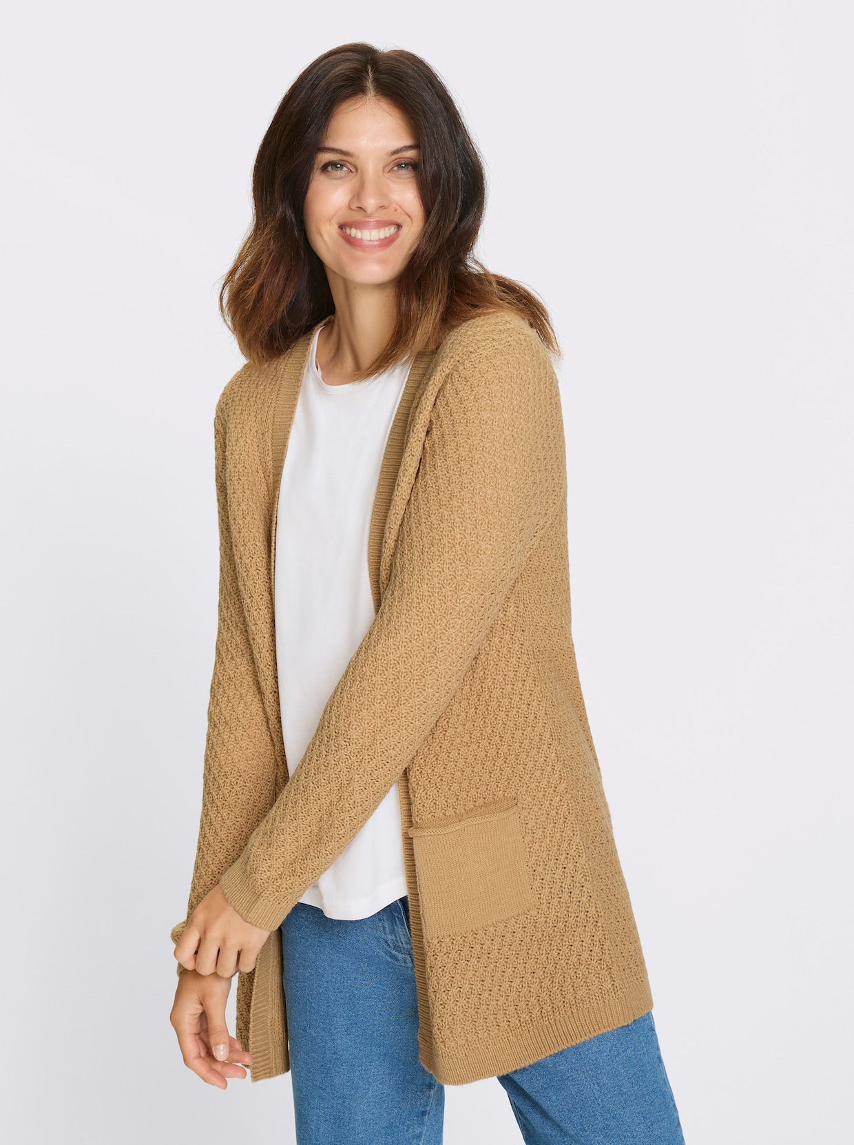 Longstrickjacke - camel