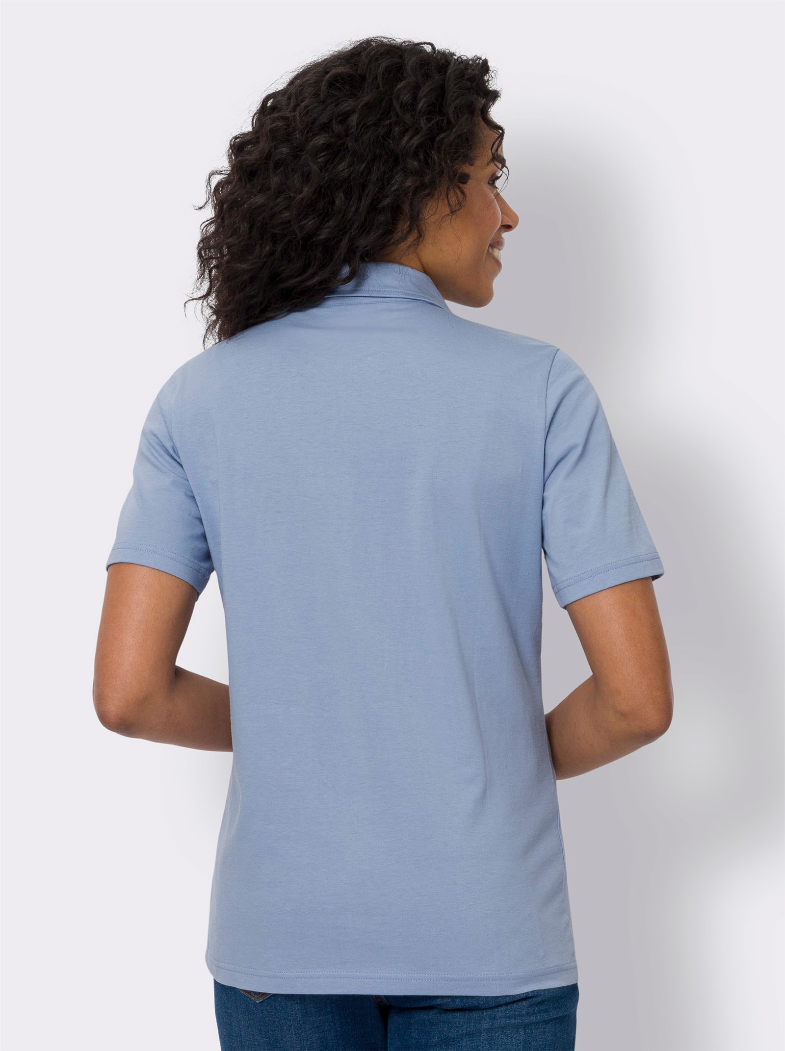 Poloshirt mit V-Ausschnitt - bleu
