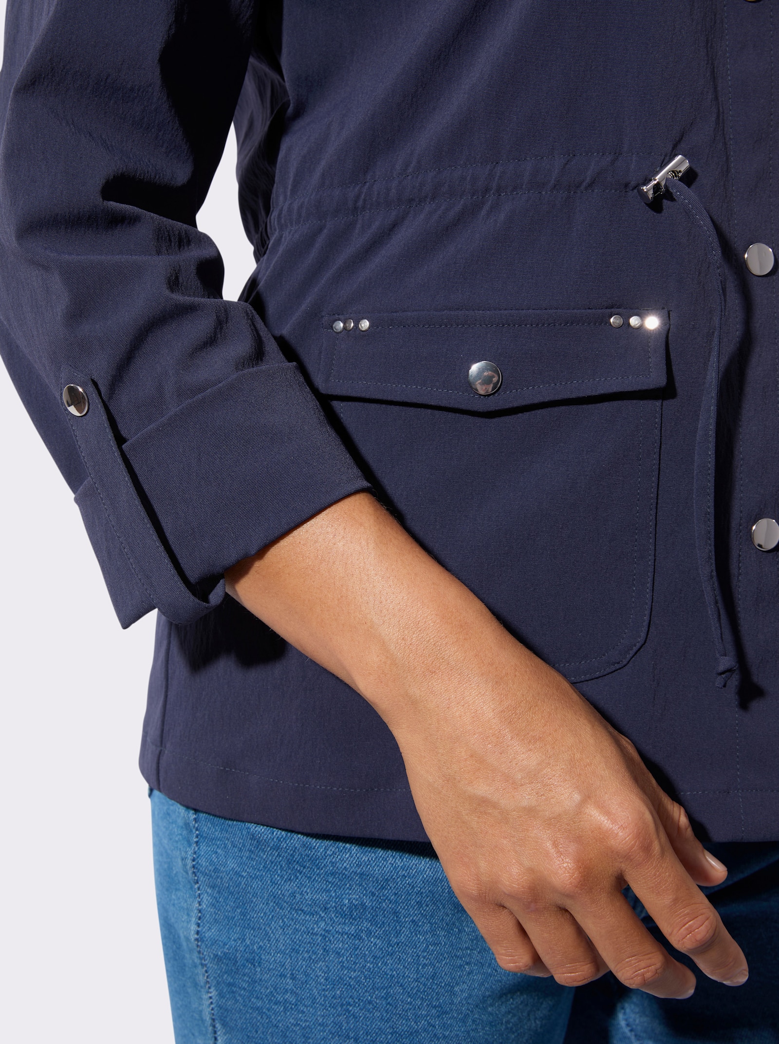 Blusenblazer mit Tunnelzug in der Taille - marine