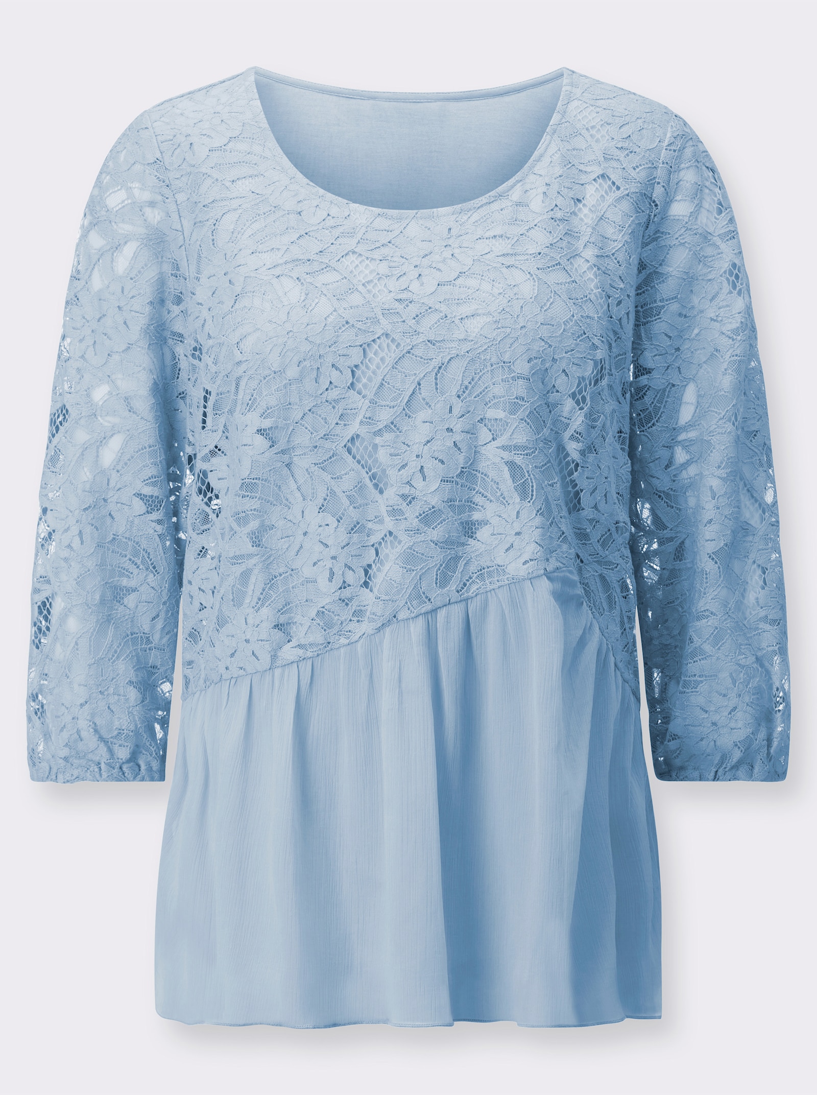 Kanten blouse in laagjeslook - lichtblauw