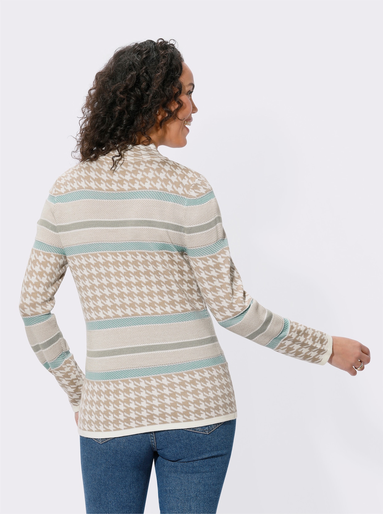 Pullover - salbei-sesam-gemustert