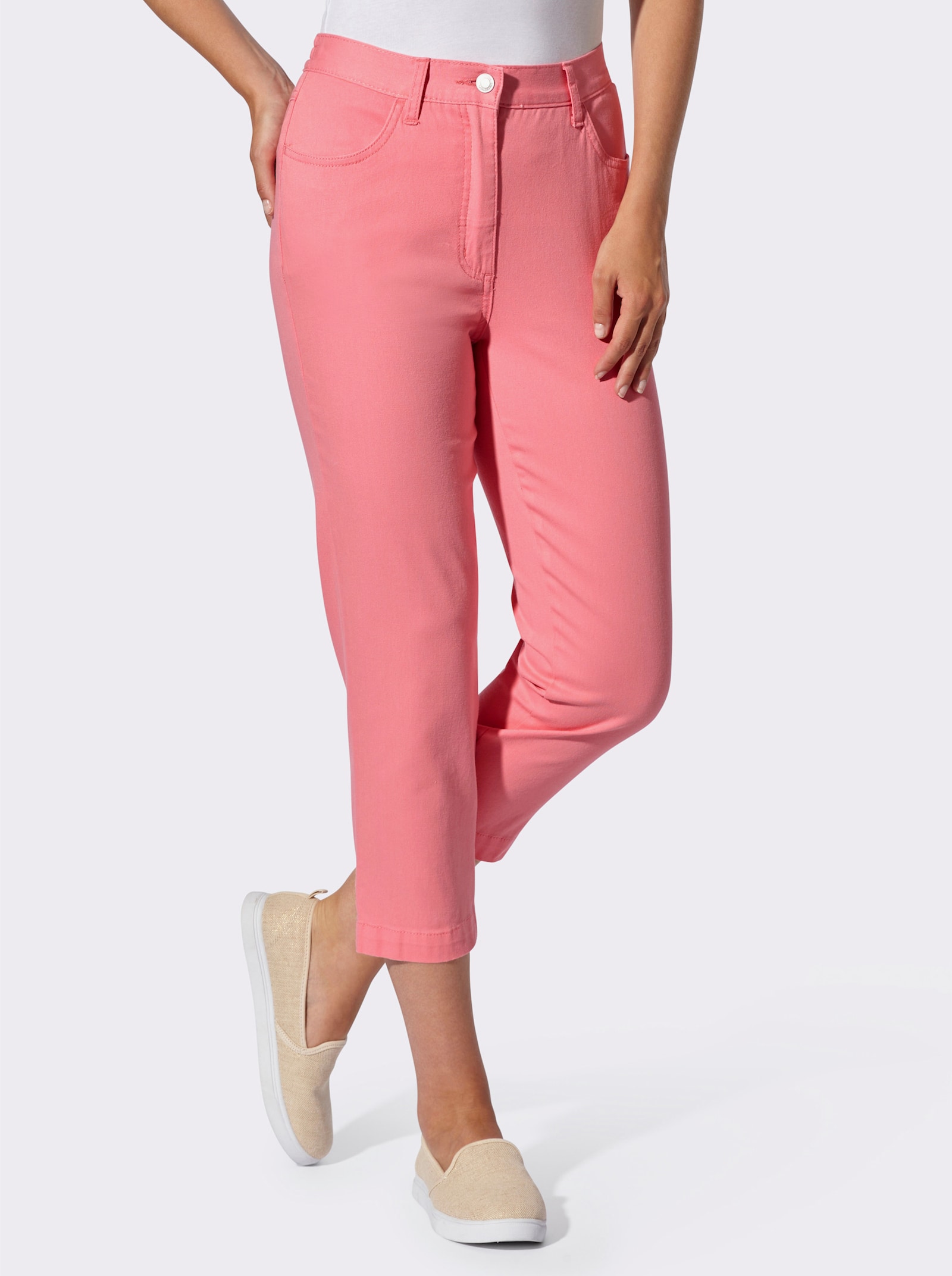 7/8-Jeans mit dekorativem Beinabschluss - flamingo