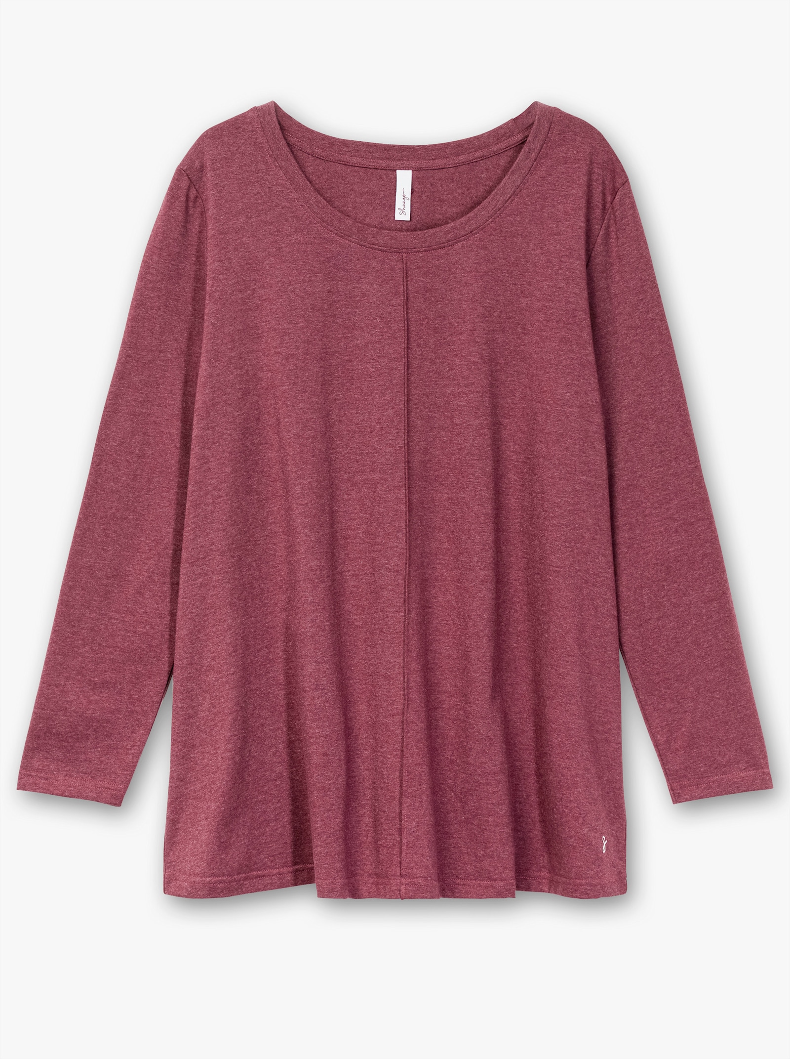 sheego Langarmshirt in A-Linie, fein meliert - brombeer-meliert