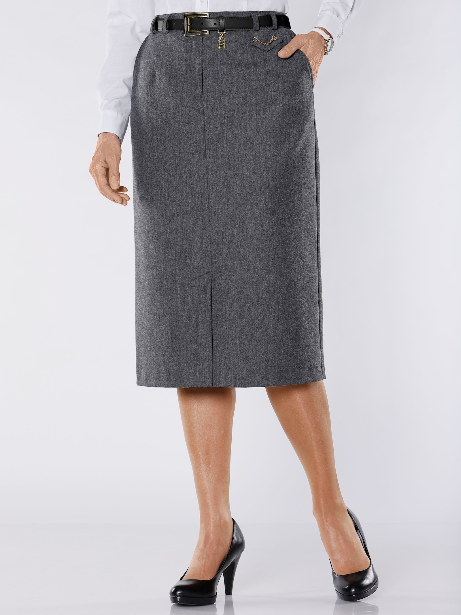 Webrock mit Deko-Patte - dunkelgrau-meliert