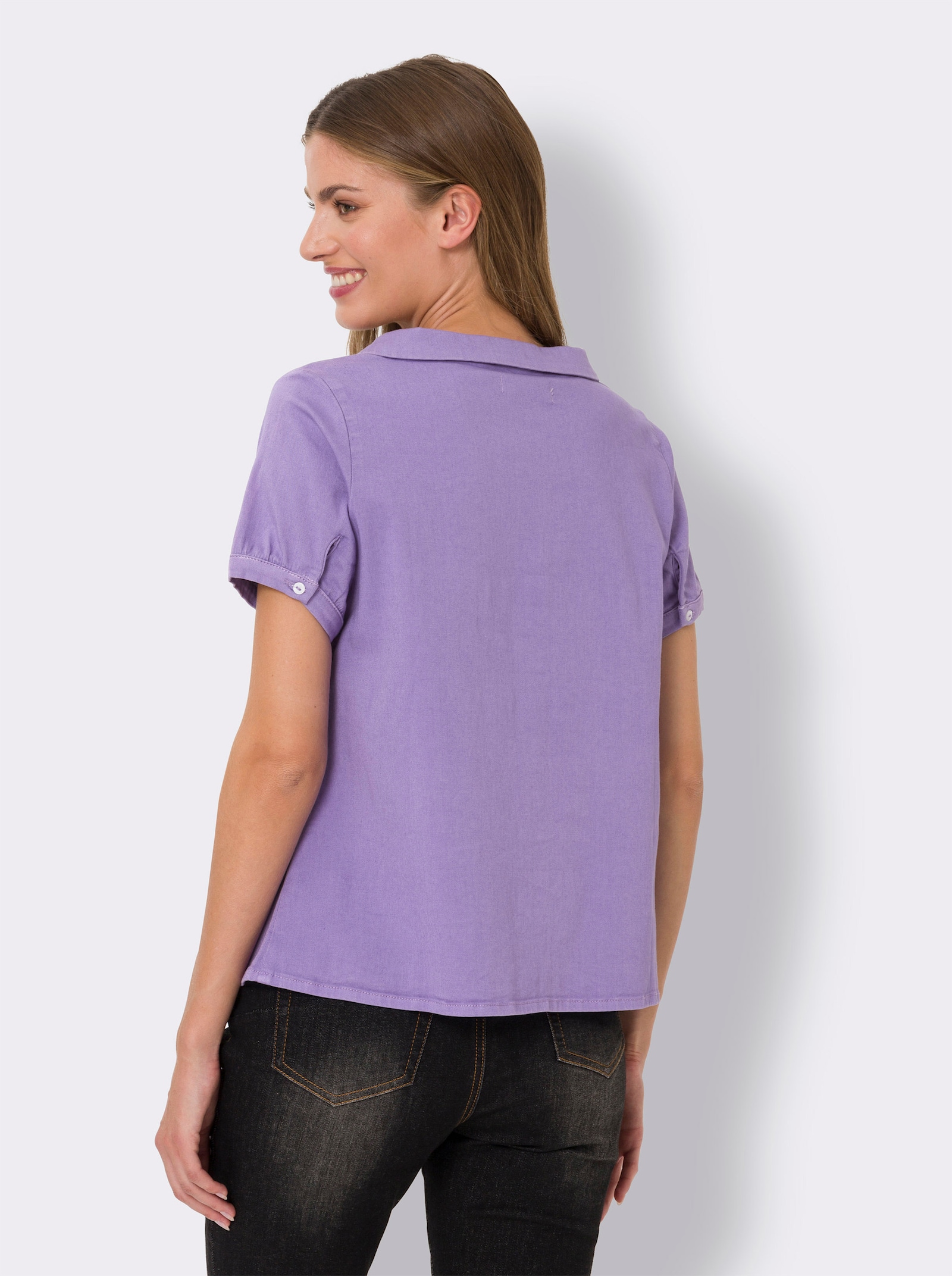 heine Jeansblouse met Peter Pan-kraag - lavendel