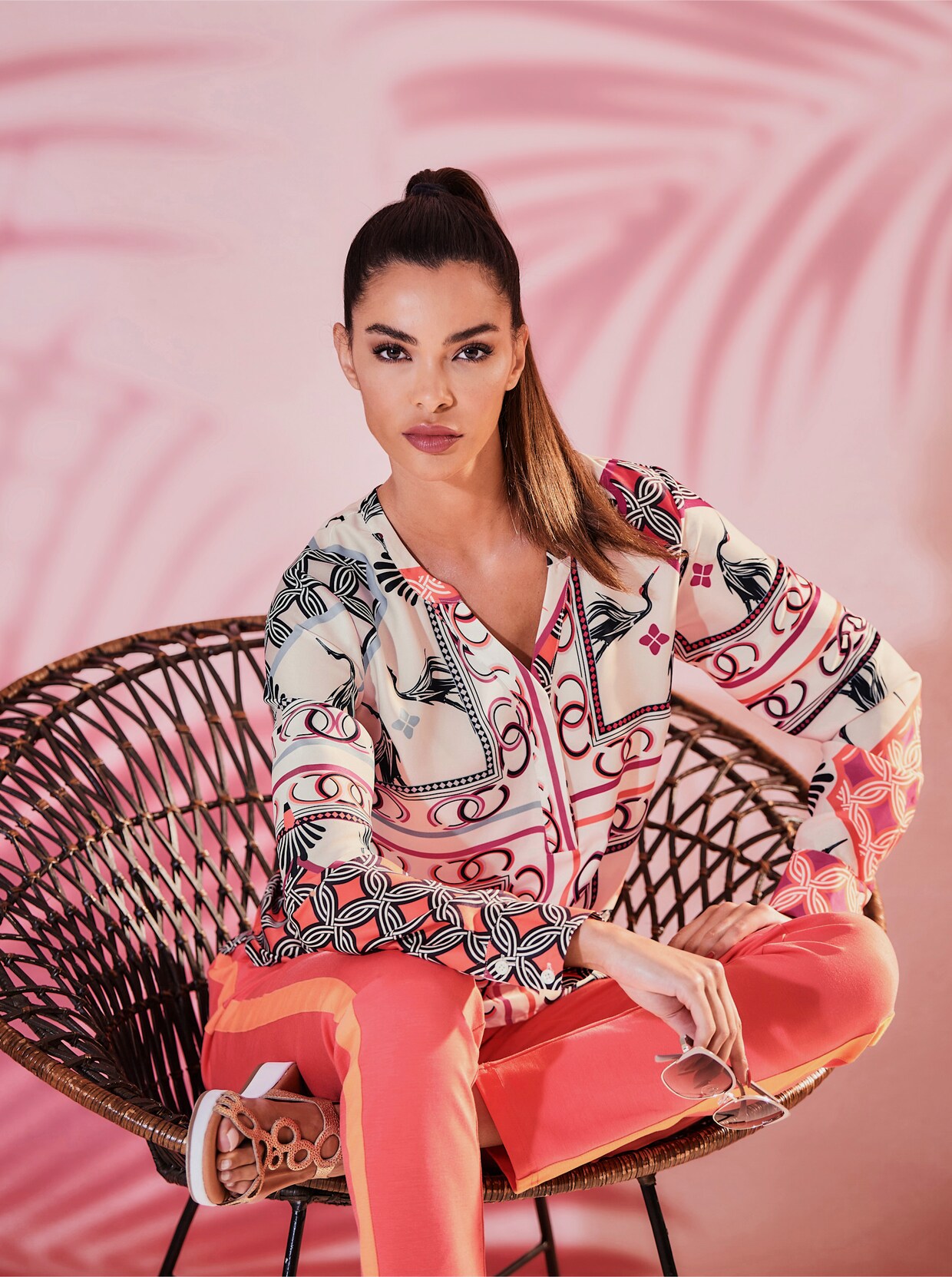 heine Druckbluse - elfenbein-hummer-bedruckt
