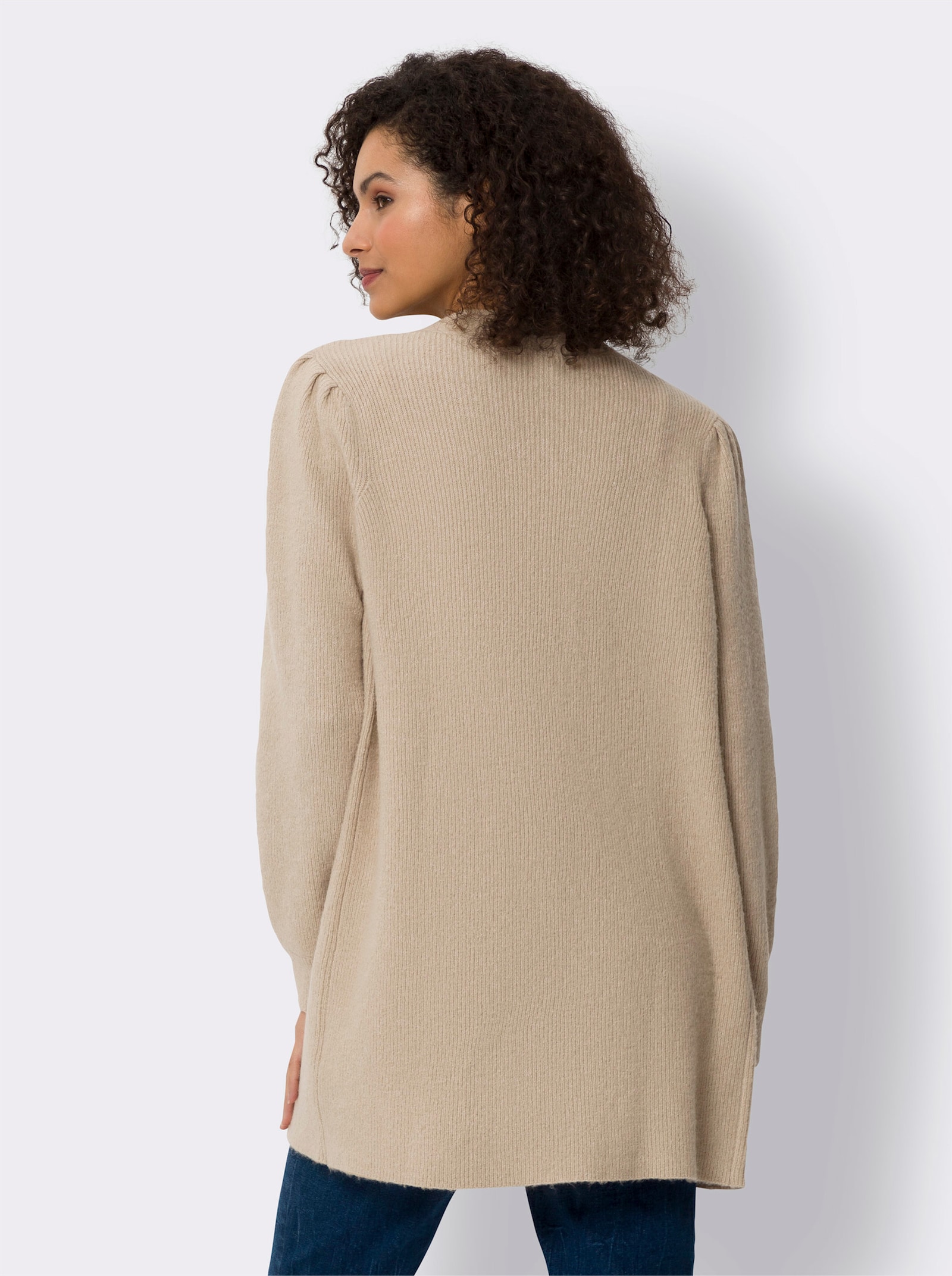 heine Longstrickjacke mit Puffärmeln - beige-meliert