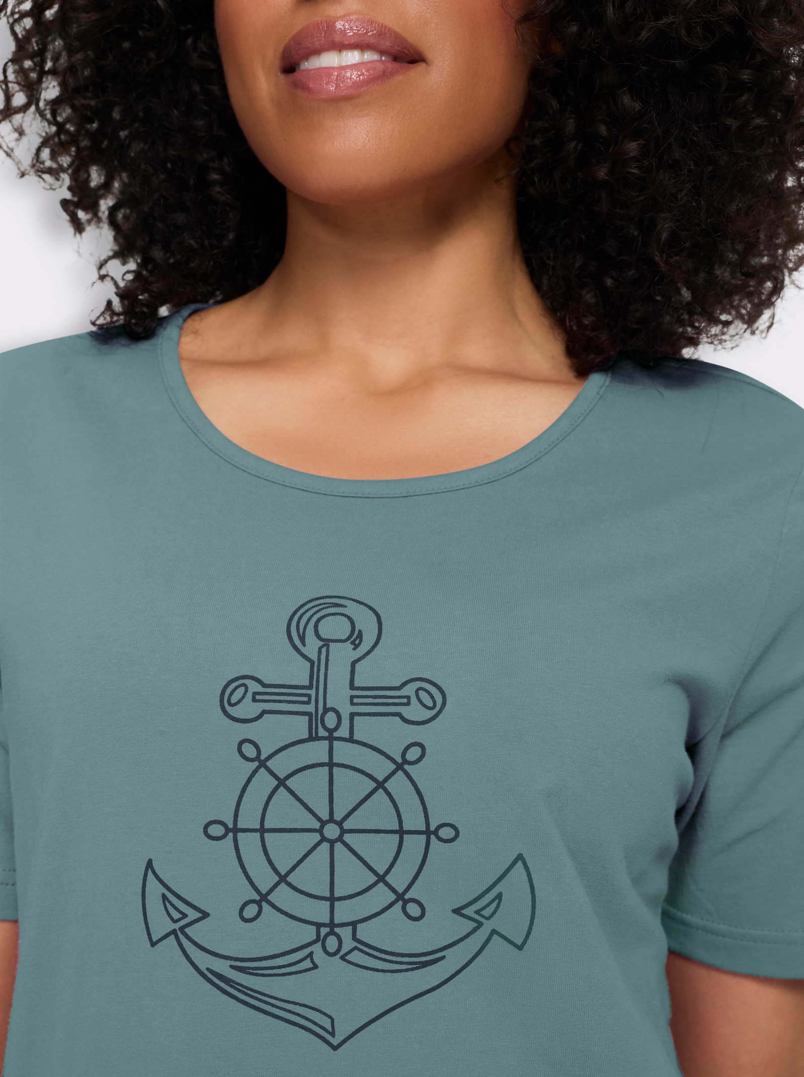 Shirt met korte mouwen en ankermotief - jade