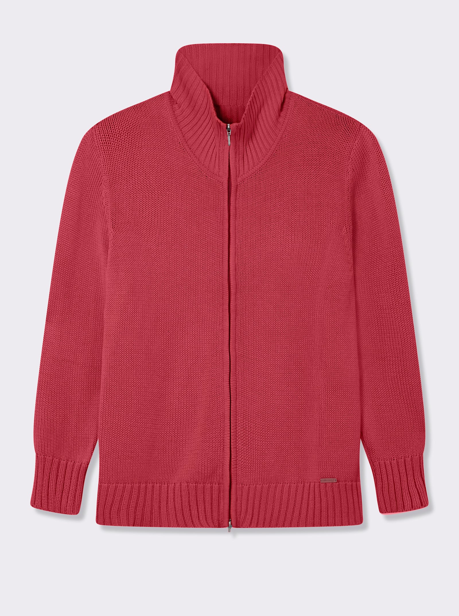Strickjacke mit 2-Wege-Reißverschluss - korallenrot