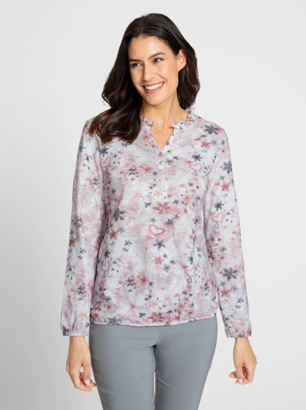 Print-Shirt - rosenquarz-hellgrau-bedruckt