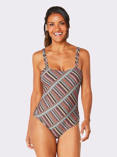 feel good Badeanzug - türkis-gelb-bedruckt