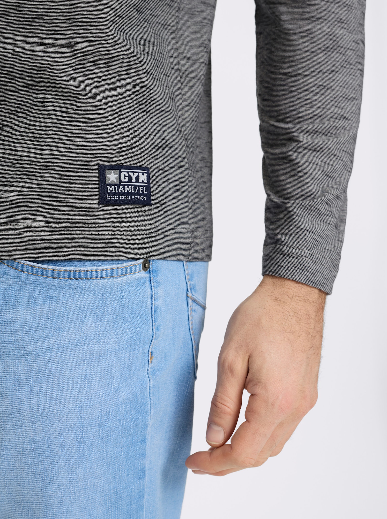 Catamaran Langarmshirt in Melange-Optik - hellgrau-meliert