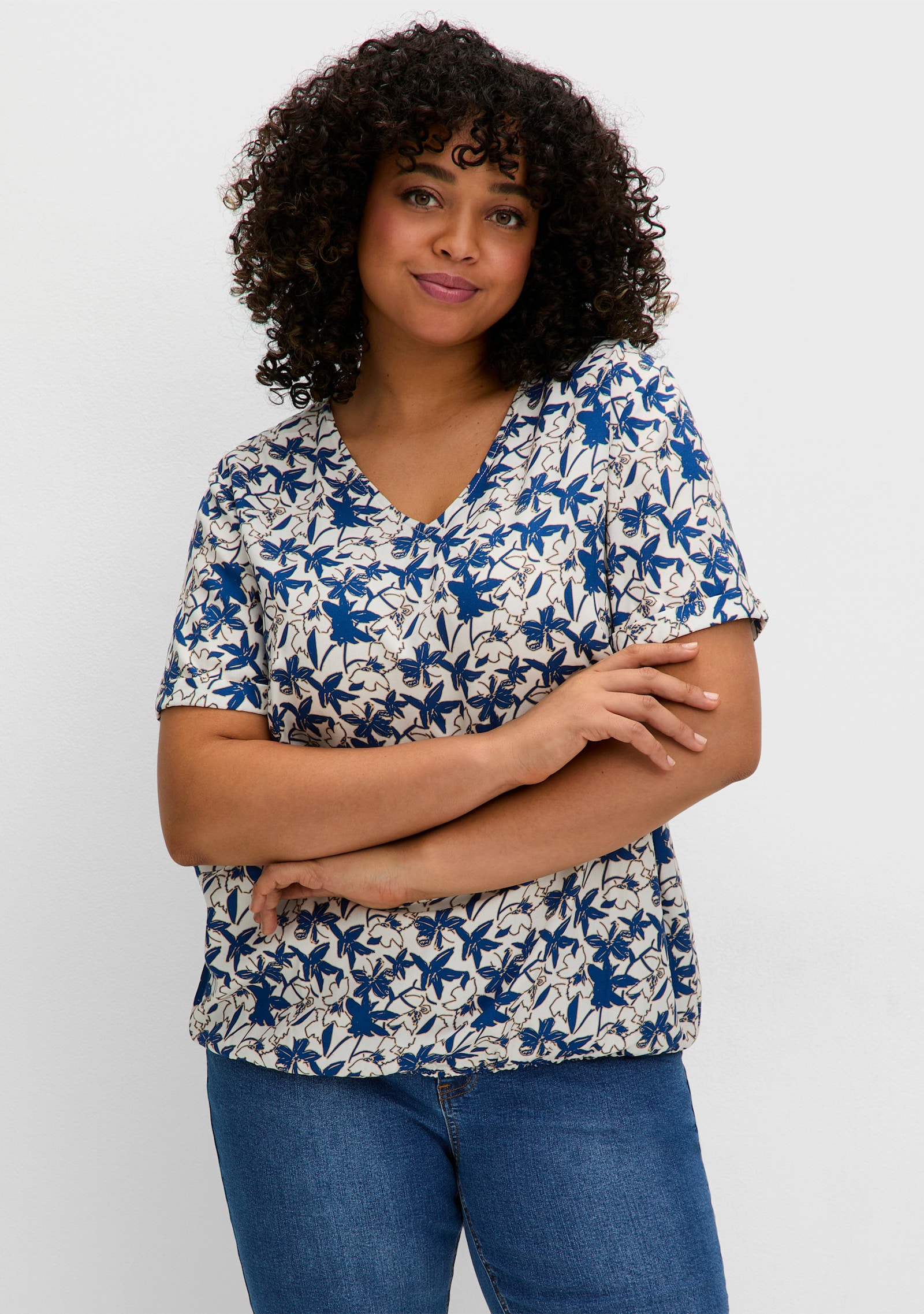 sheego Tunika mit Gummizugbund - champagner-gemustert