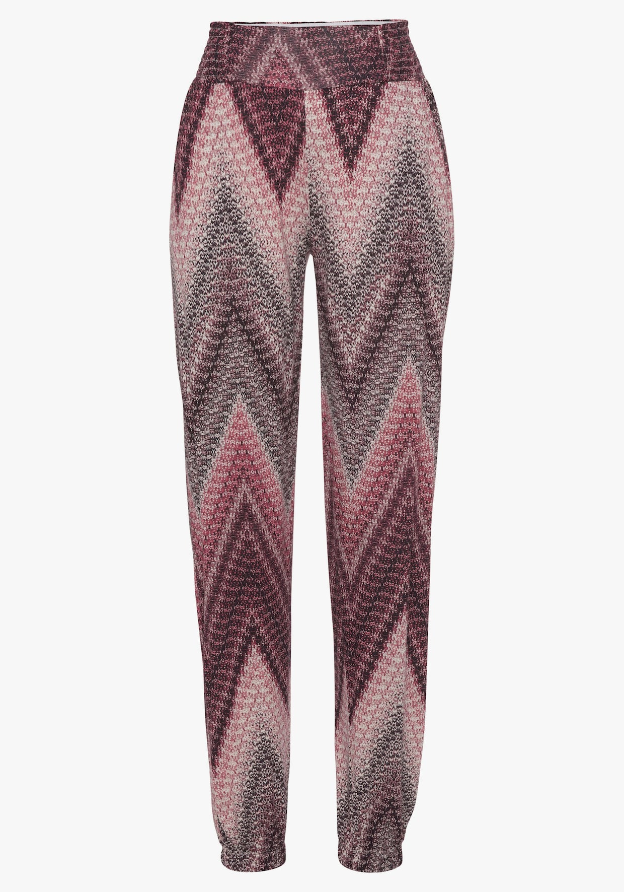 LASCANA Jerseyhose - sand-bordeaux bedruckt