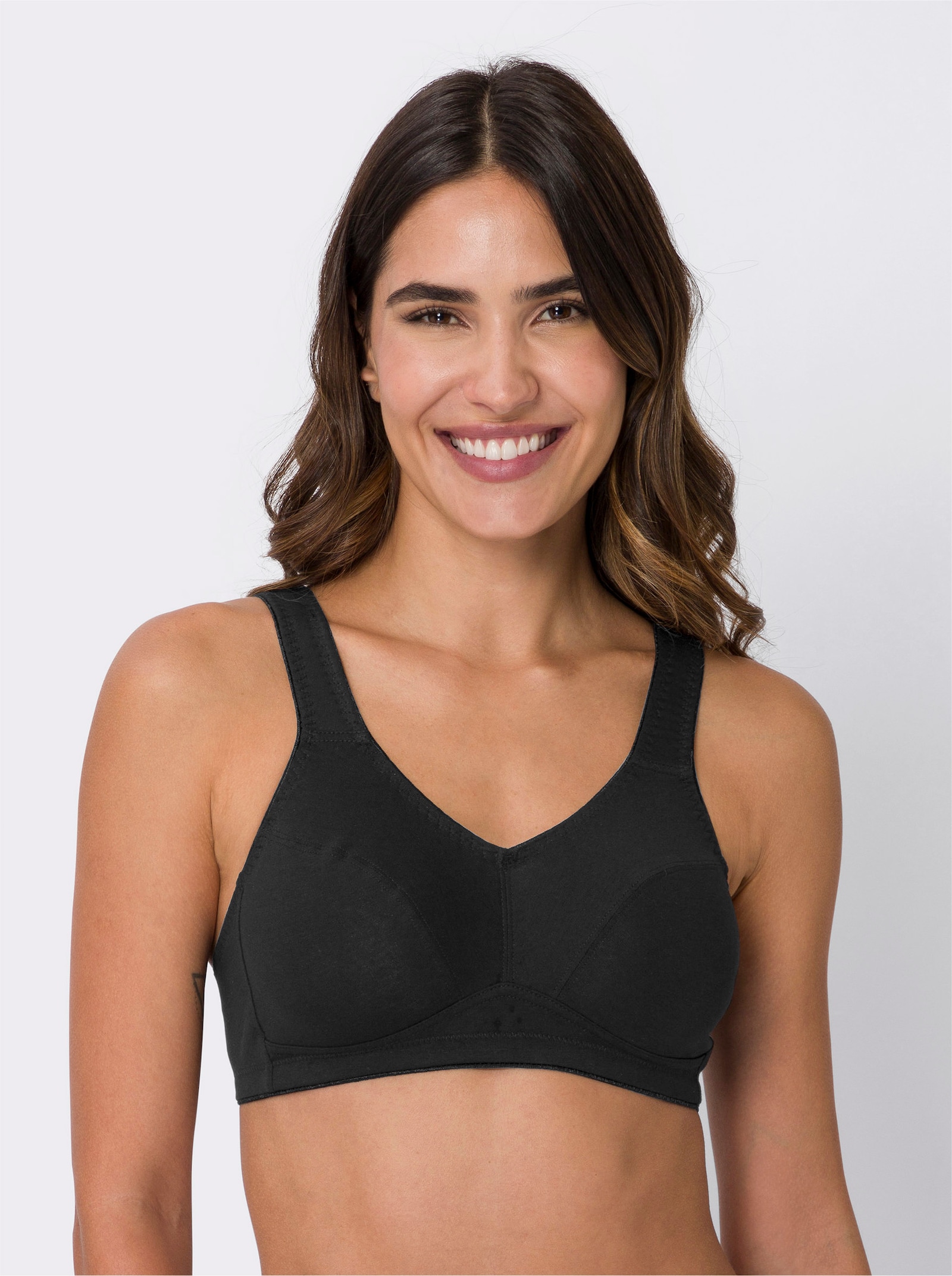 Entlastungs-BH ohne Bügel mit Unterbrustband, Doppelpack - weiß + schwarz