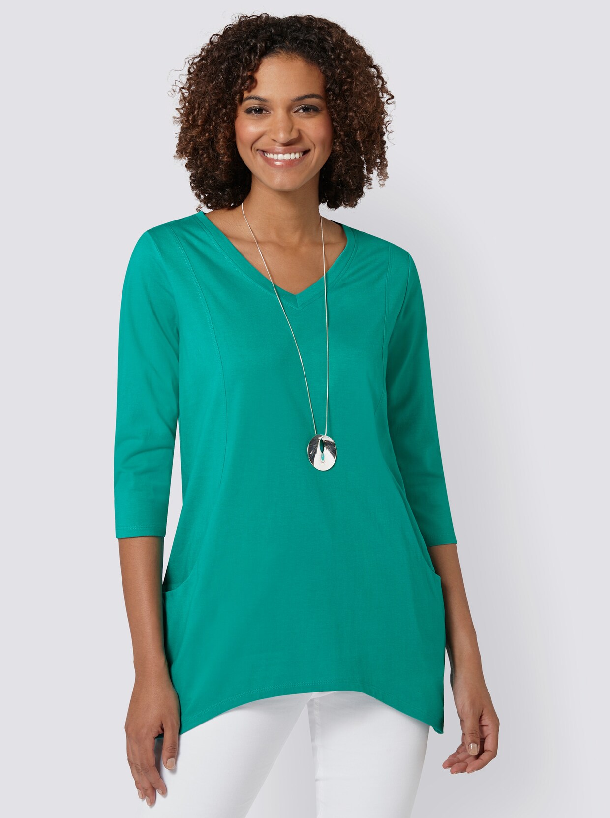 Puntig shirt - smaragdgroen