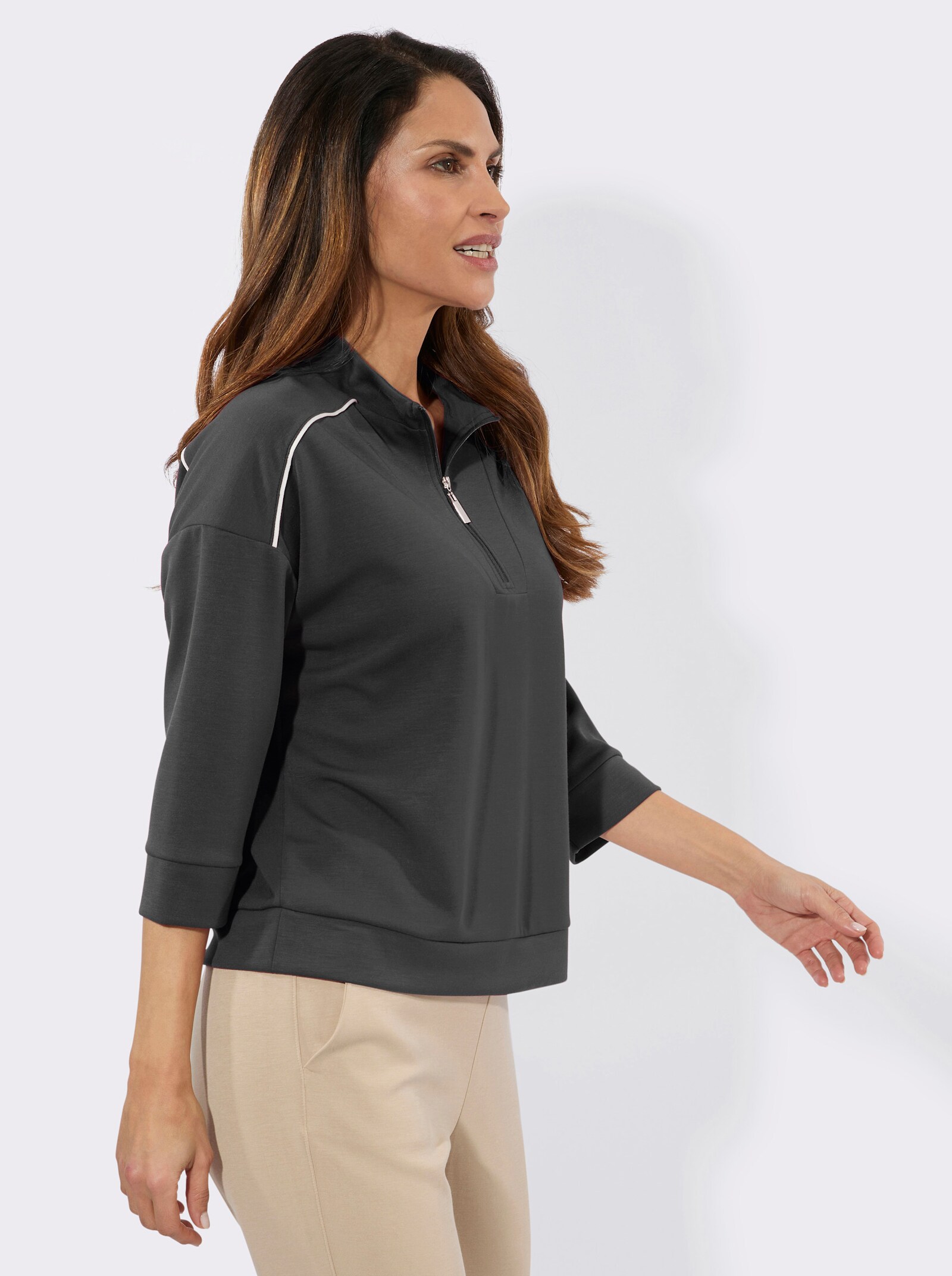 Sweatshirt mit 50% Modal - graphit