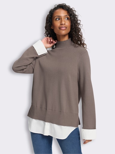heine Feinstrickpullover in 2-in-1-Optik - taupe