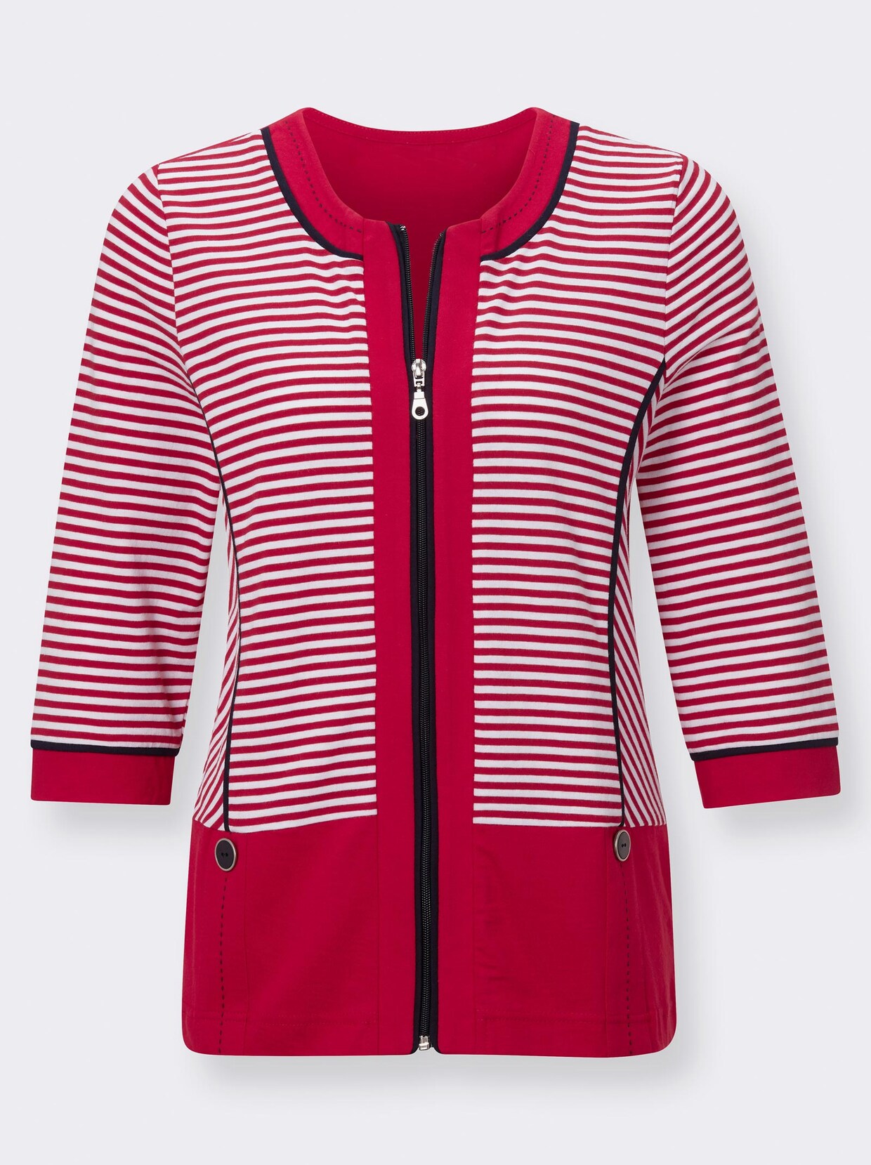 Shirtjacke - rot-geringelt
