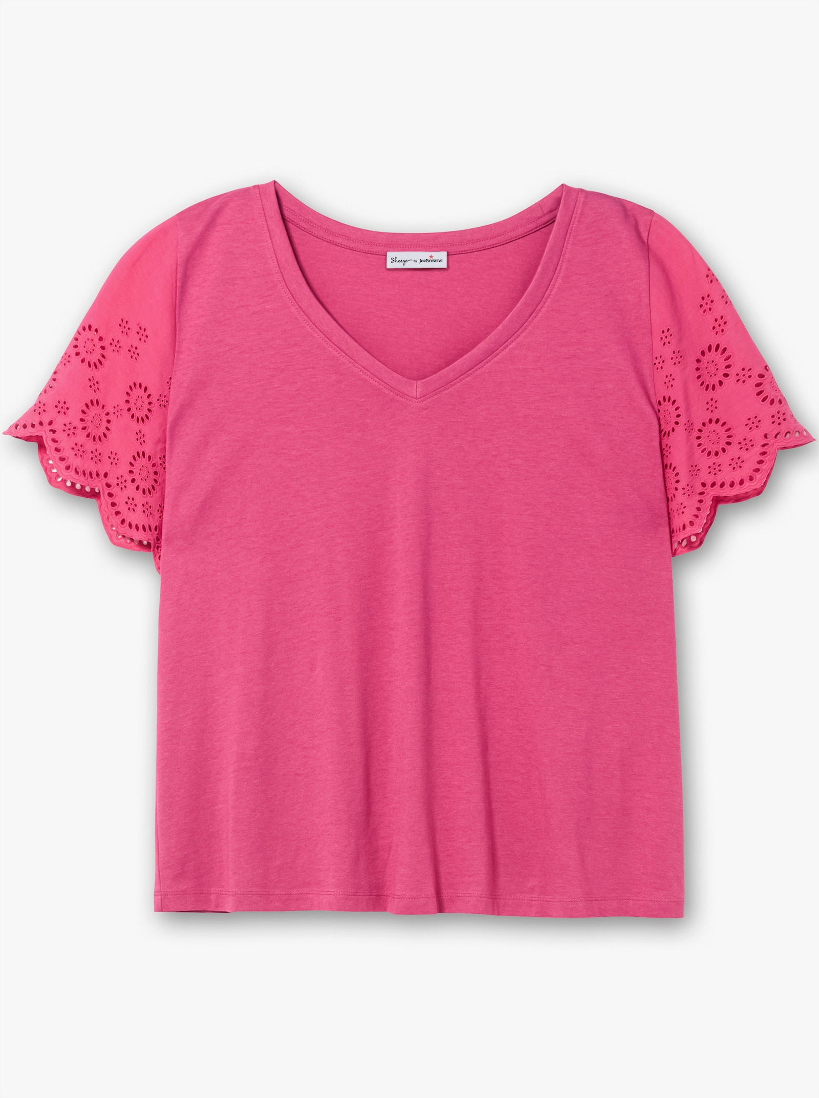 sheego by Joe Browns Shirt met mouwen met ajourwerk - fuchsia