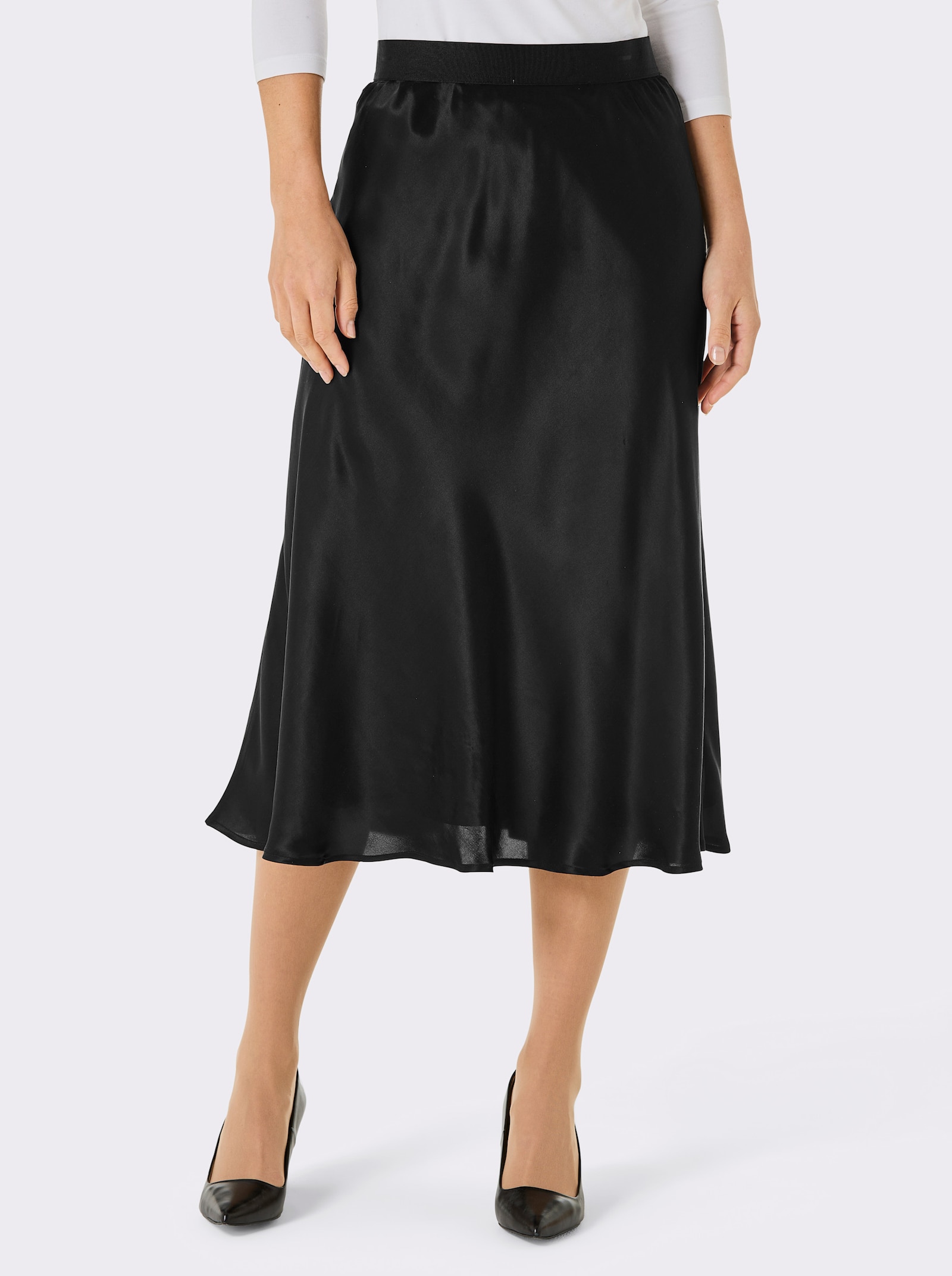 CREATION L PREMIUM Schlupfrock im Viskose-Seiden-Mix - schwarz