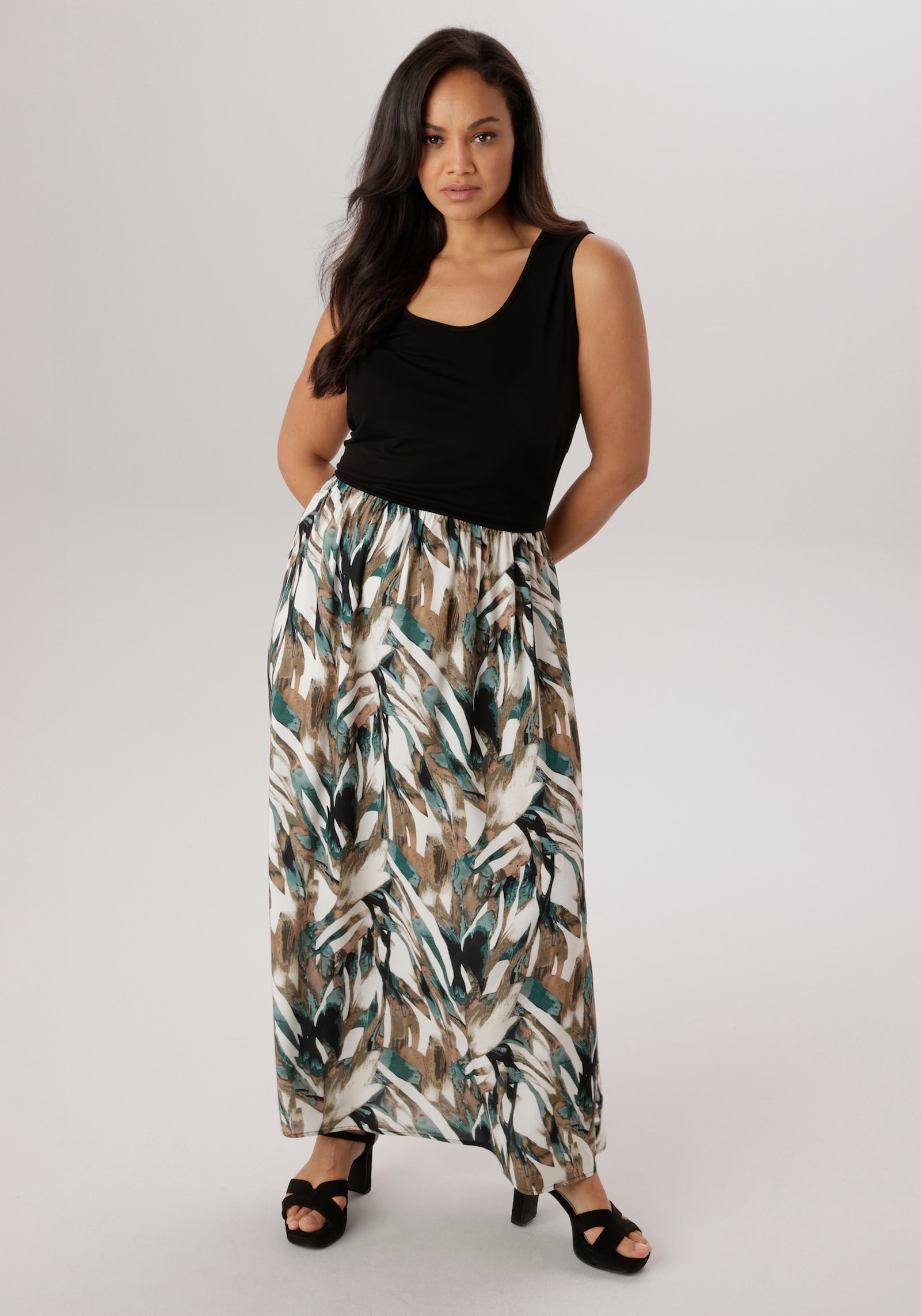 Aniston PLUS Jerseykleid - schwarz-bunt