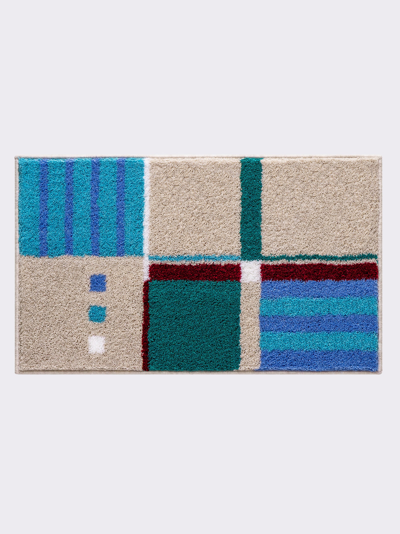Grund Badematte - beige-grün-gemustert