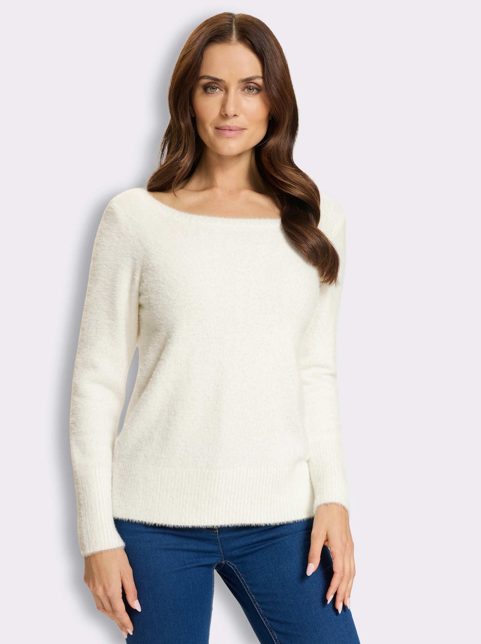 heine Langarm-Pullover aus wärmendem Flauschgarn - ecru