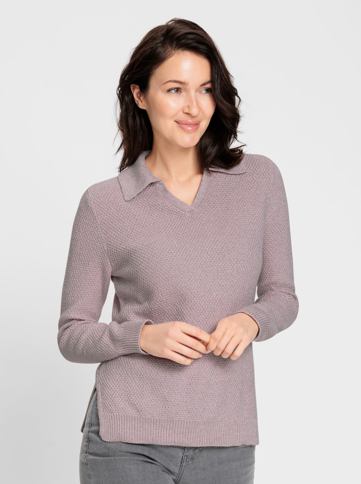 Polopullover - mauve-meliert