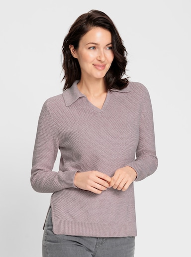 Polopullover in Melange-Qualität - mauve-meliert