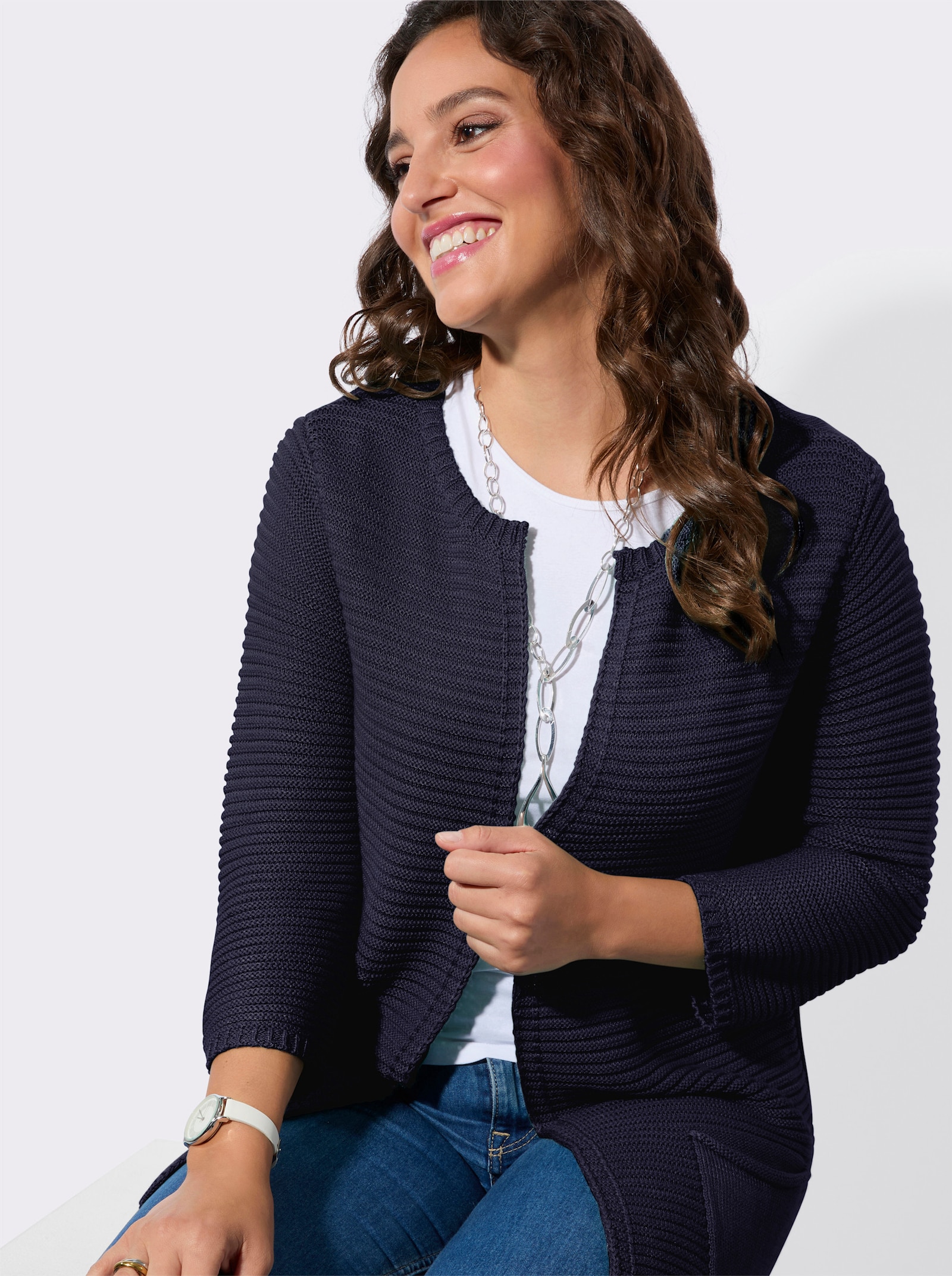 Strickjacke ohne Verschluss - marine