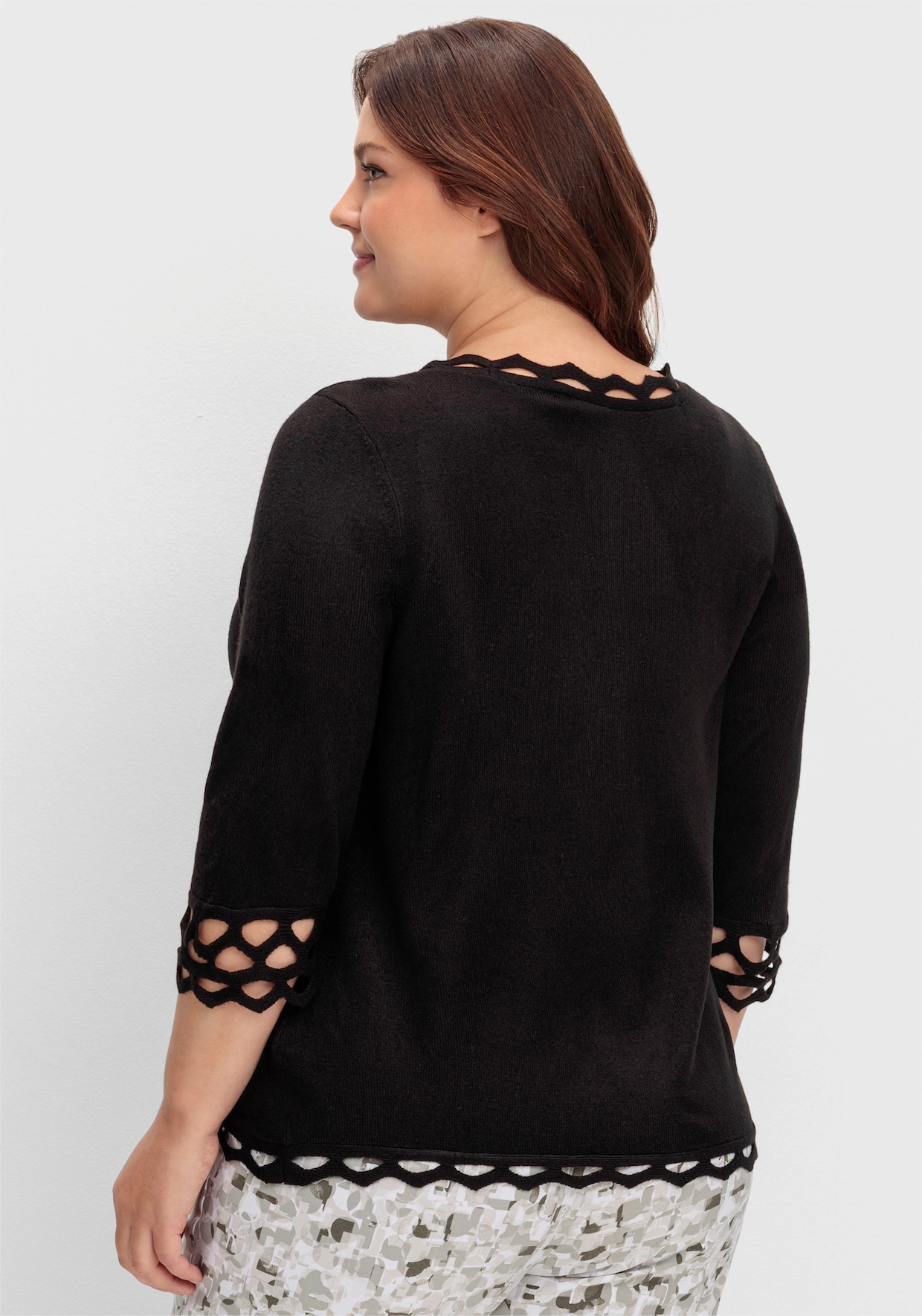 3/4 Arm-Pullover - schwarz