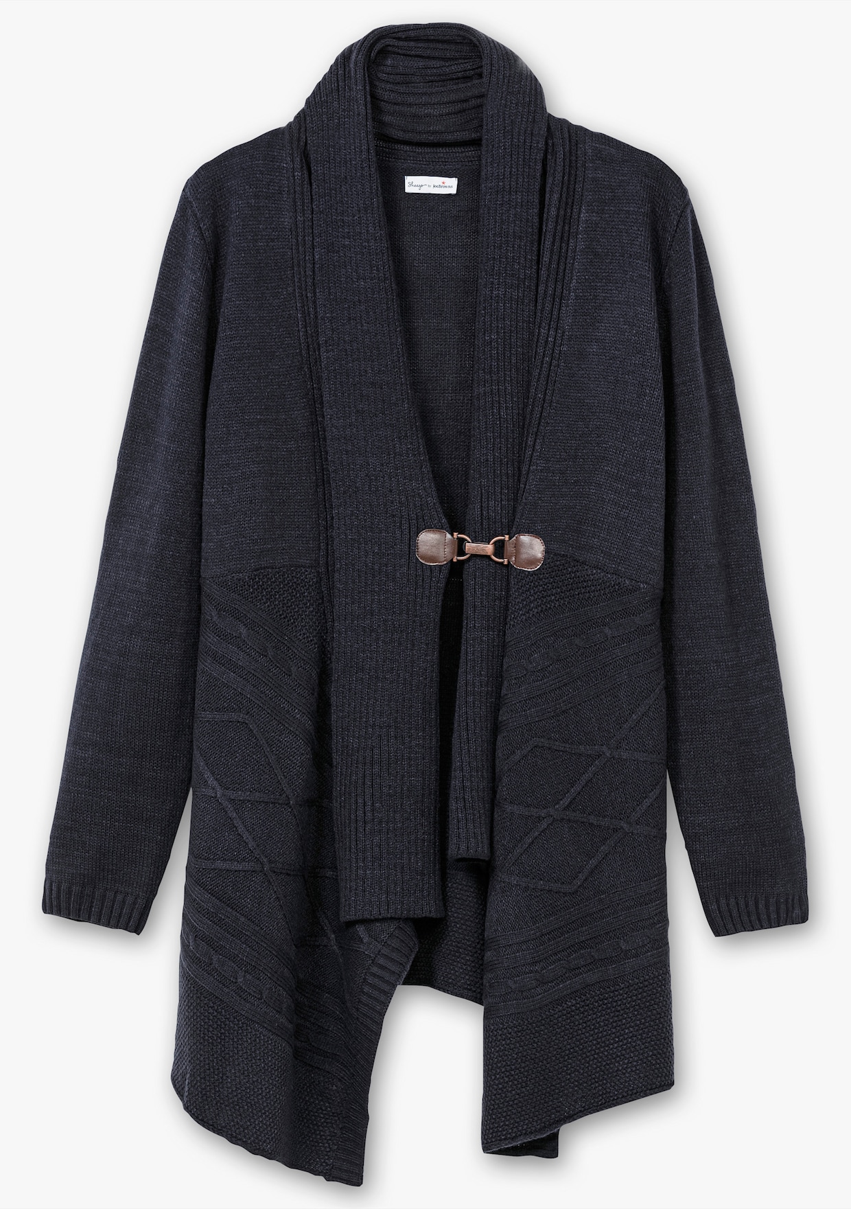 sheego by Joe Browns Lang gebreid vest - diepblauw