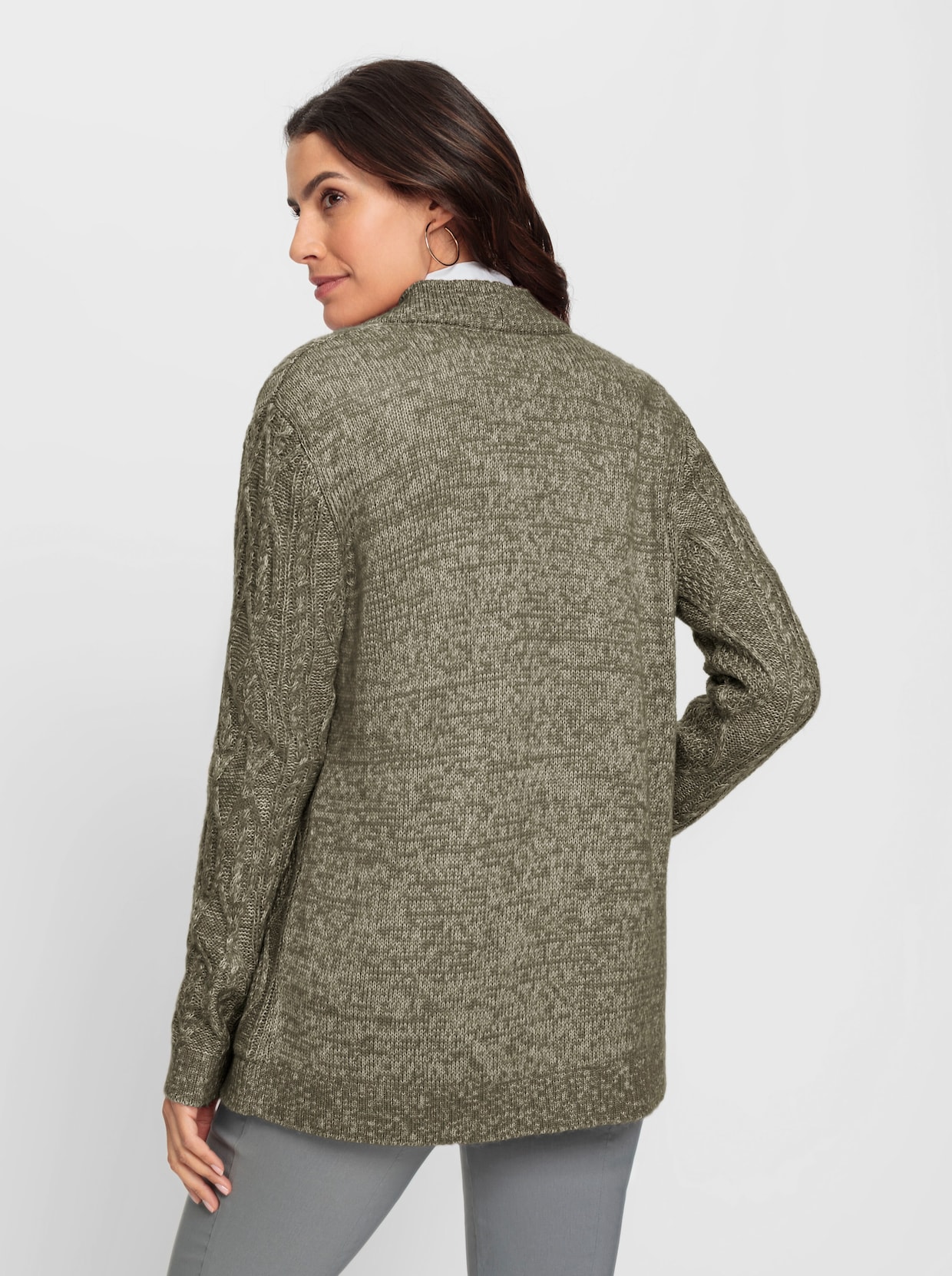 Strickjacke - khaki-meliert