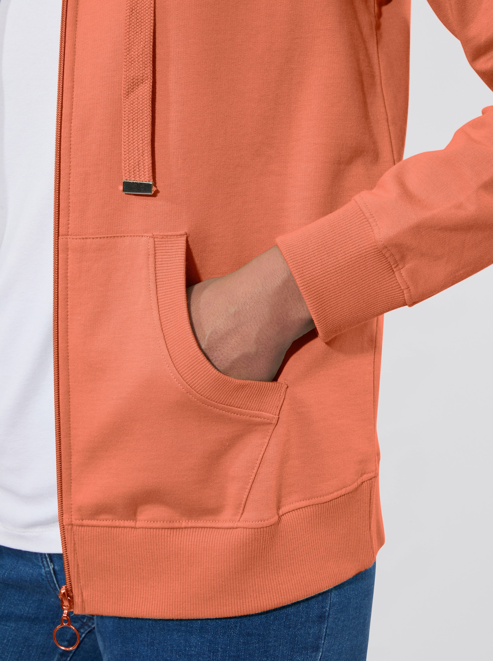 Sweatjacke mit Känguru-Taschen - papaya