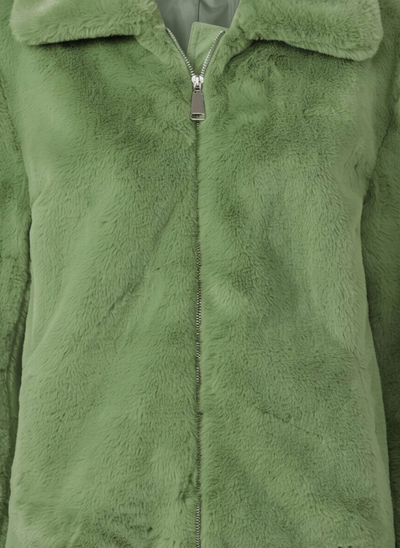 Fellimitatjacke mit Umlegekragen - eucalyptus