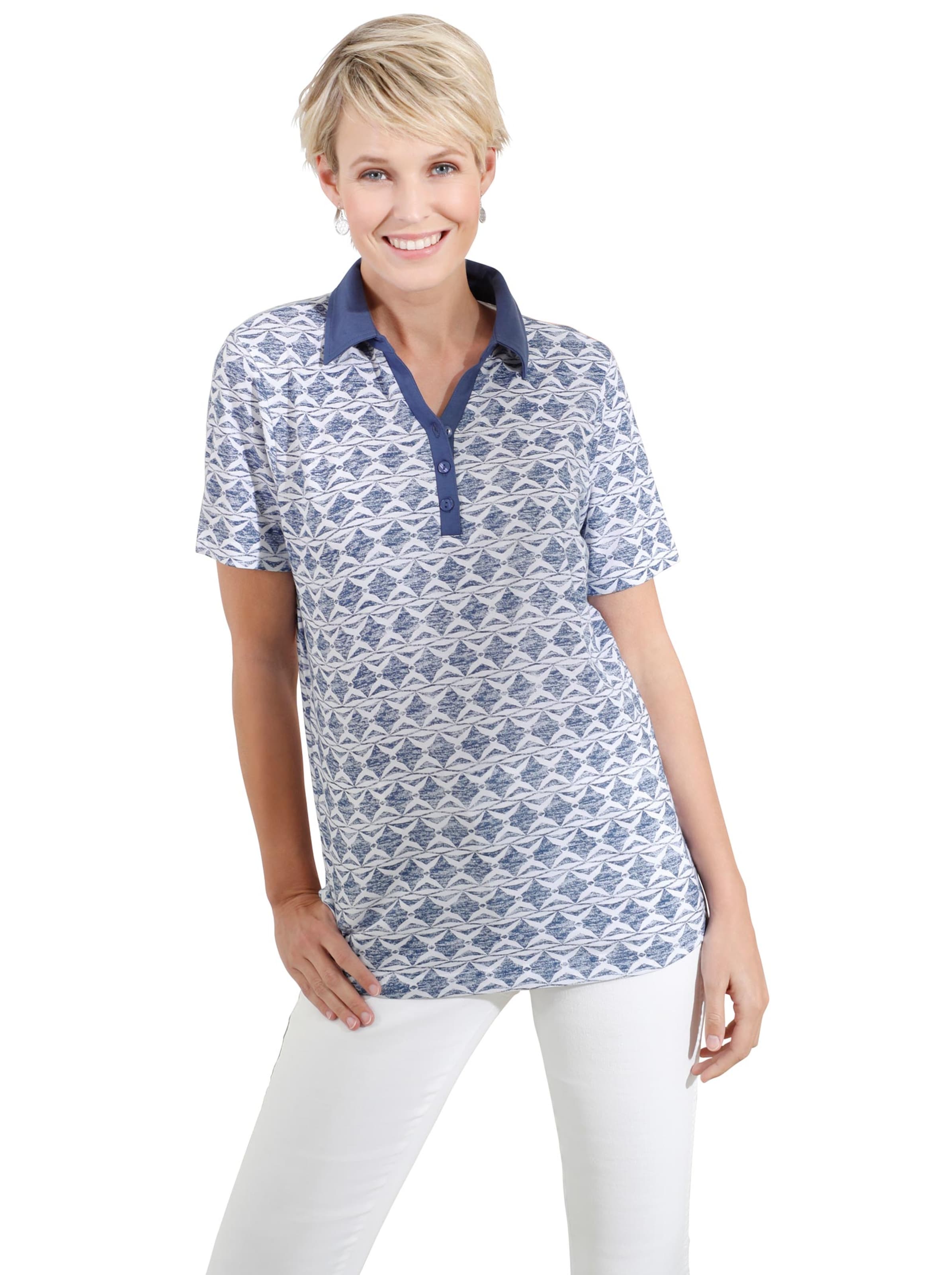 Poloshirt - jeansblau-bedruckt