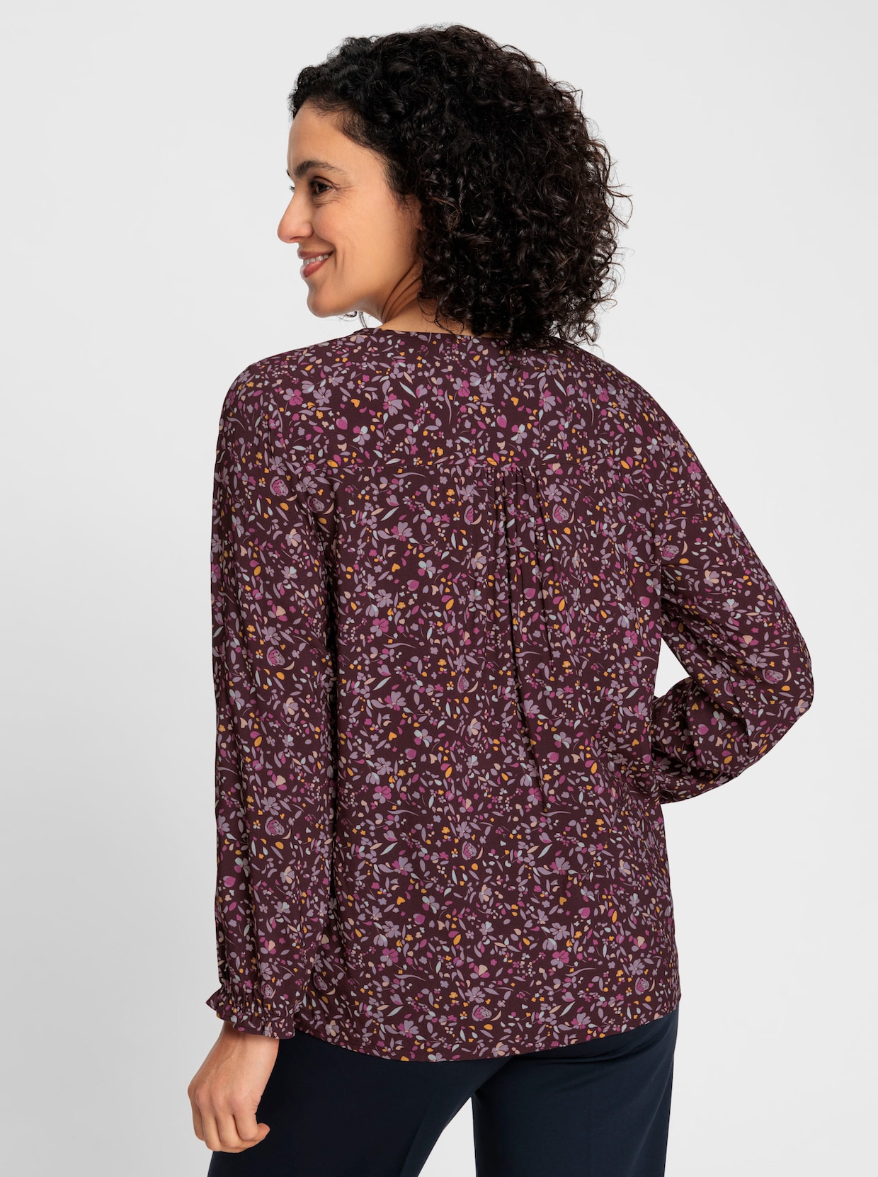 Tunika - burgund-mauve-bedruckt