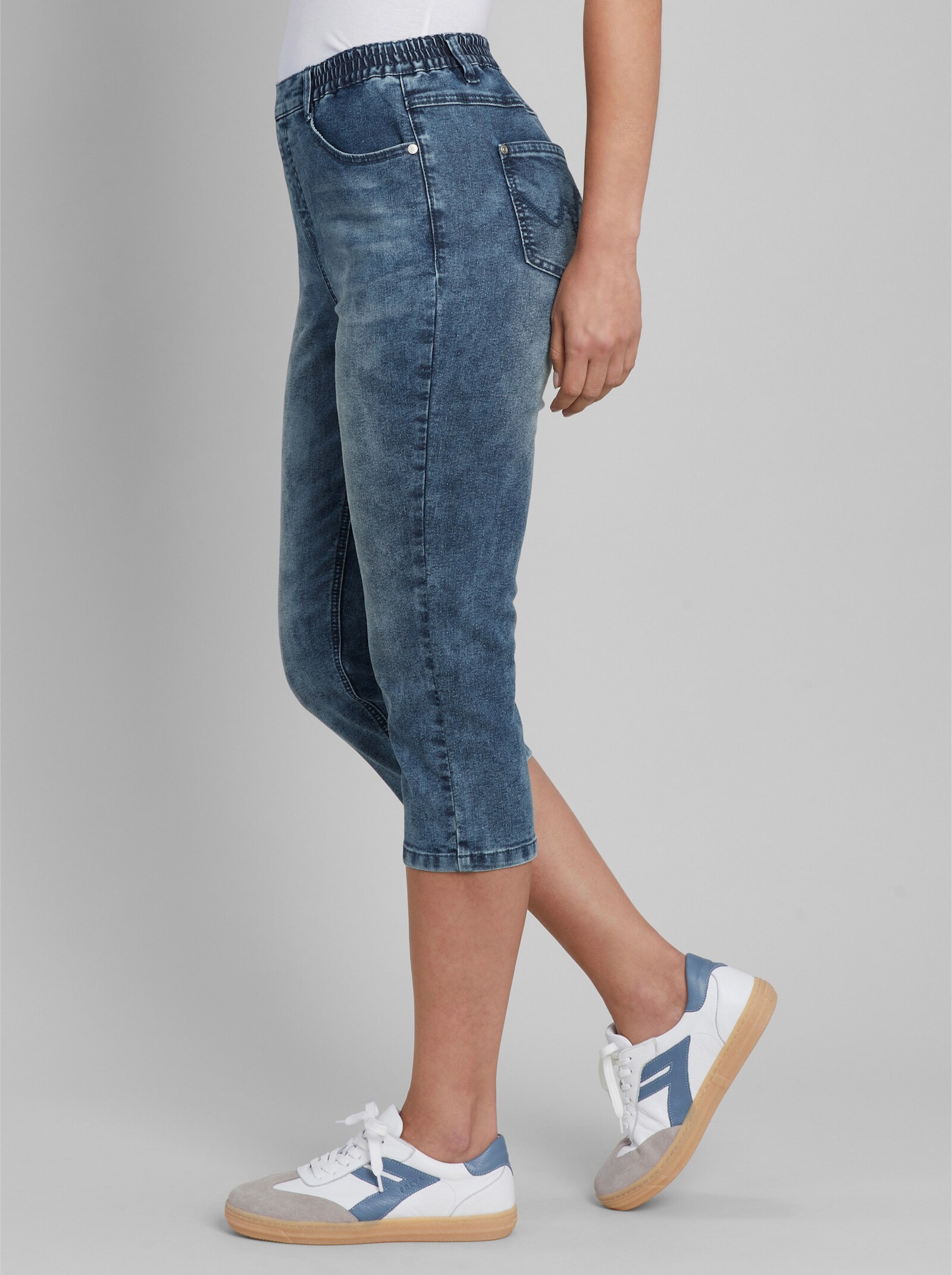 heine Caprijeans mit Dehneinsätzen - blue-stone-washed