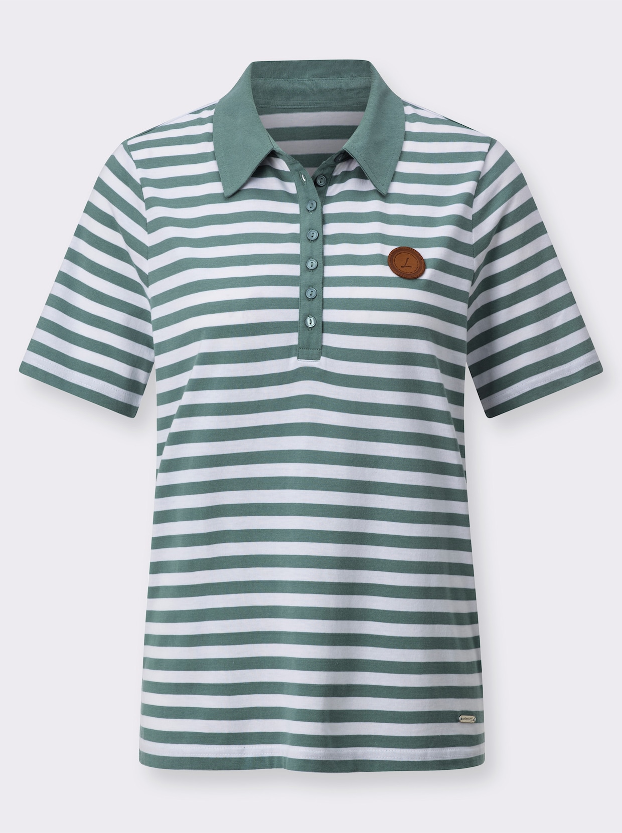Poloshirt - jade/wit gestreept