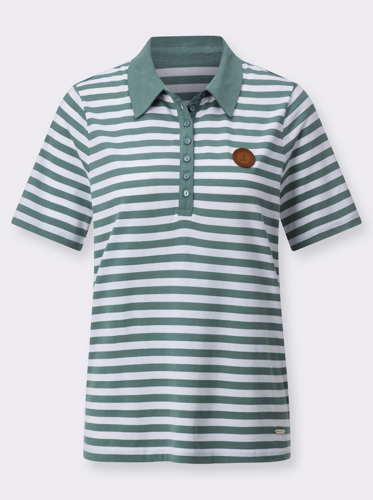 Poloshirt - jade-weiß-geringelt