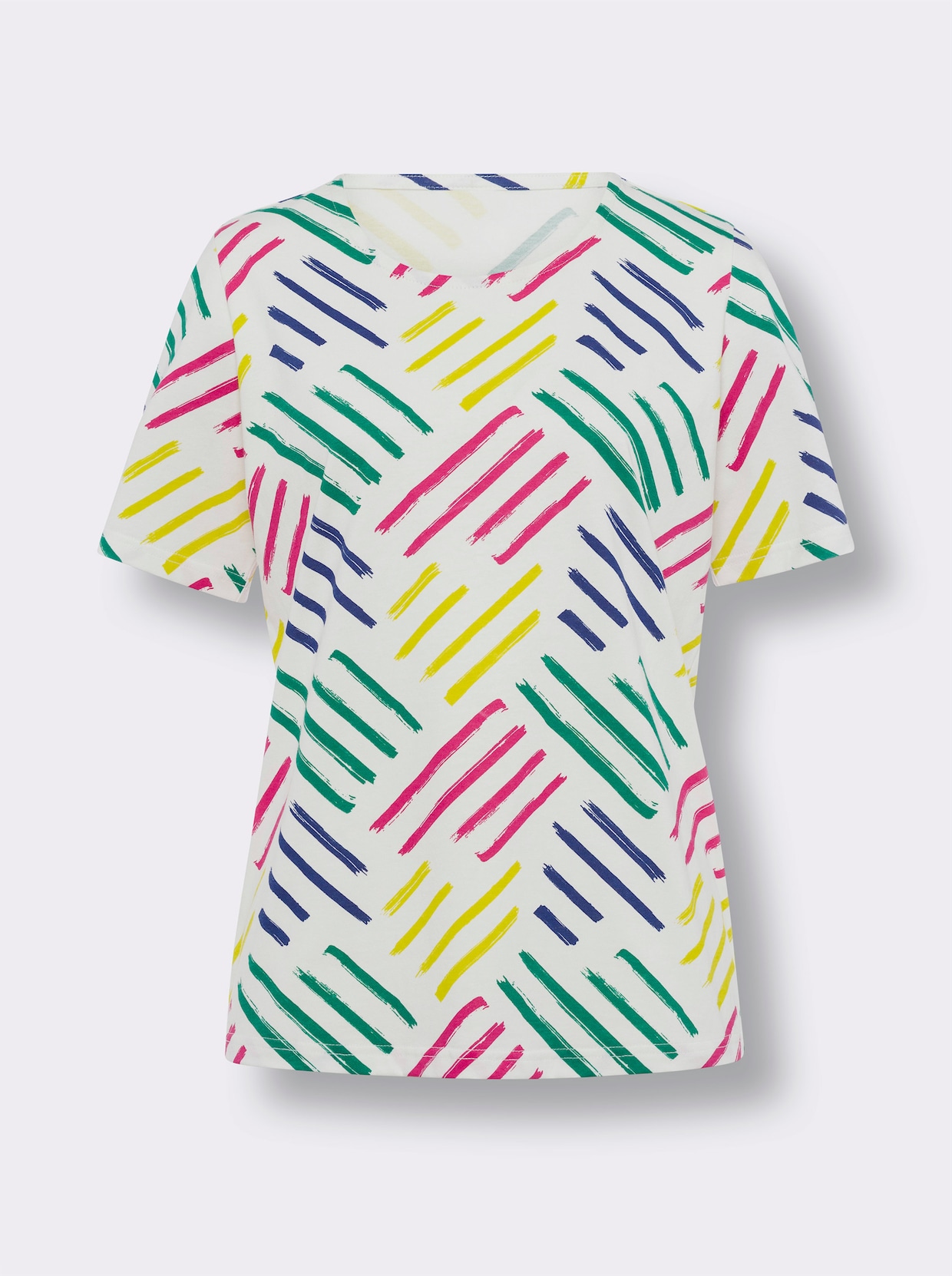 Kurzarmshirt - ecru-fuchsia-bedruckt