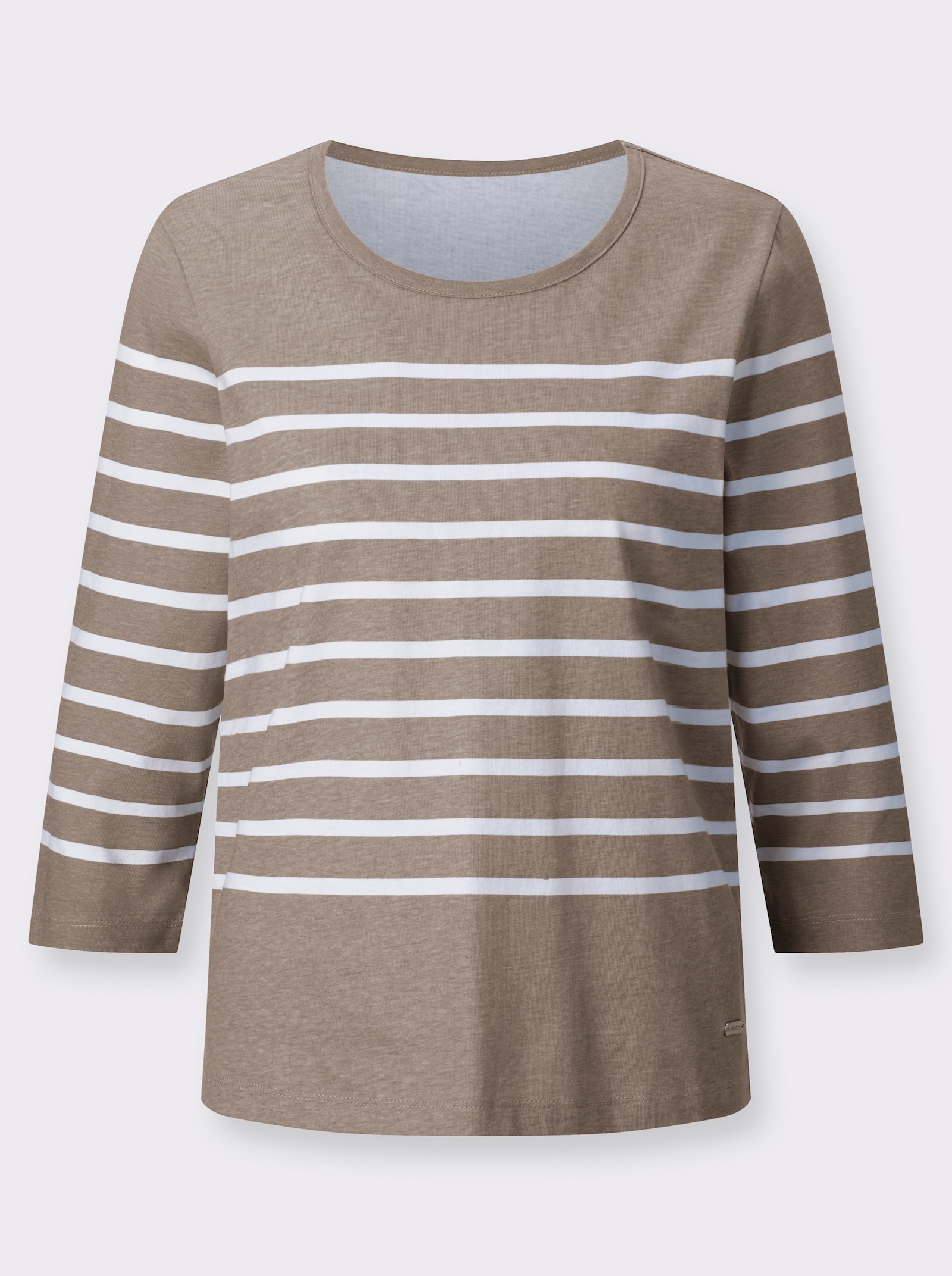 Ringelshirt mit Rundhals-Ausschnitt - sesam-geringelt